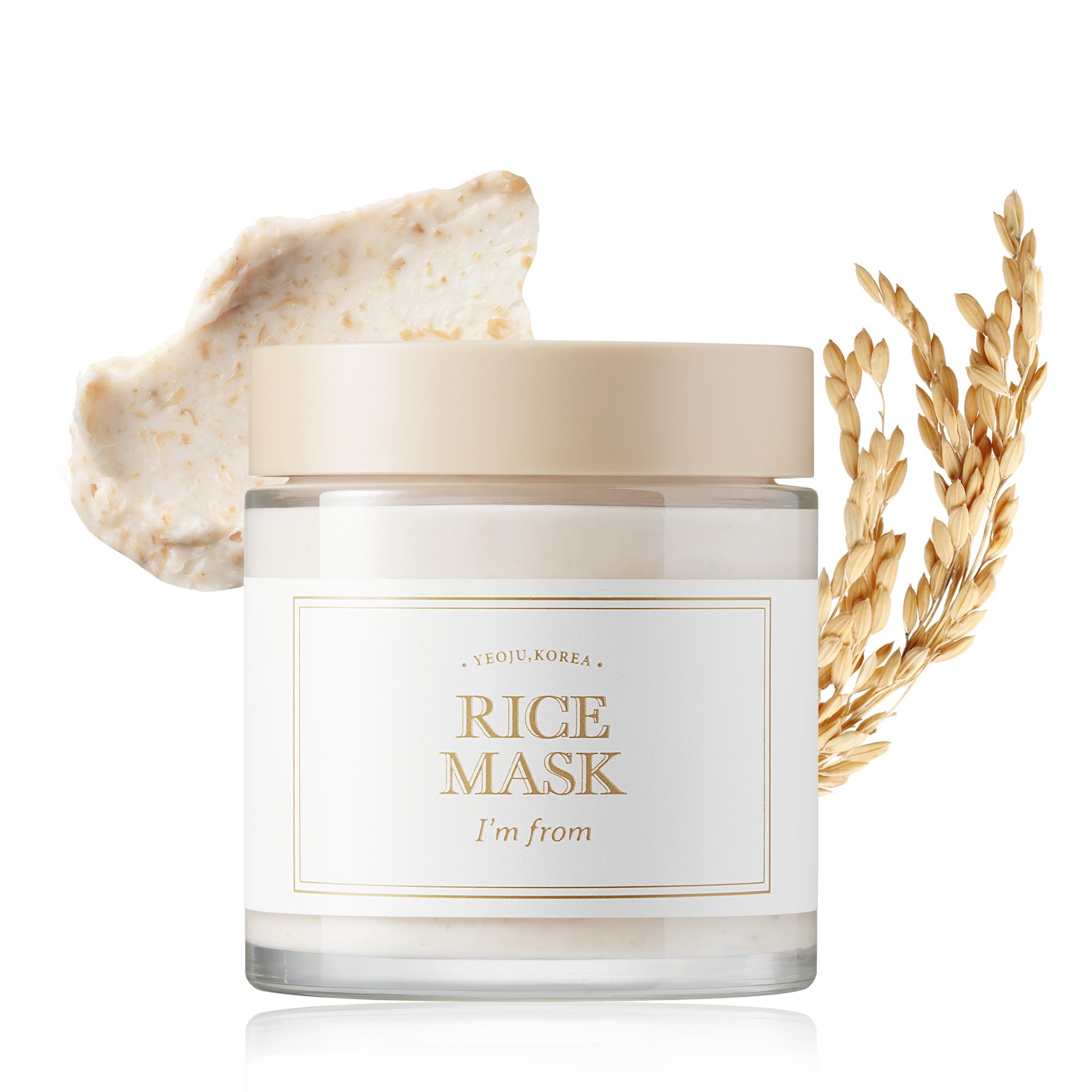 I'm from Rice Mask 3.88 Oz, Gentle Exfoliating Wash Off Facial Mask for Dull, Rough Skin, Pore Clearing, Remove Dead Skin Cells,