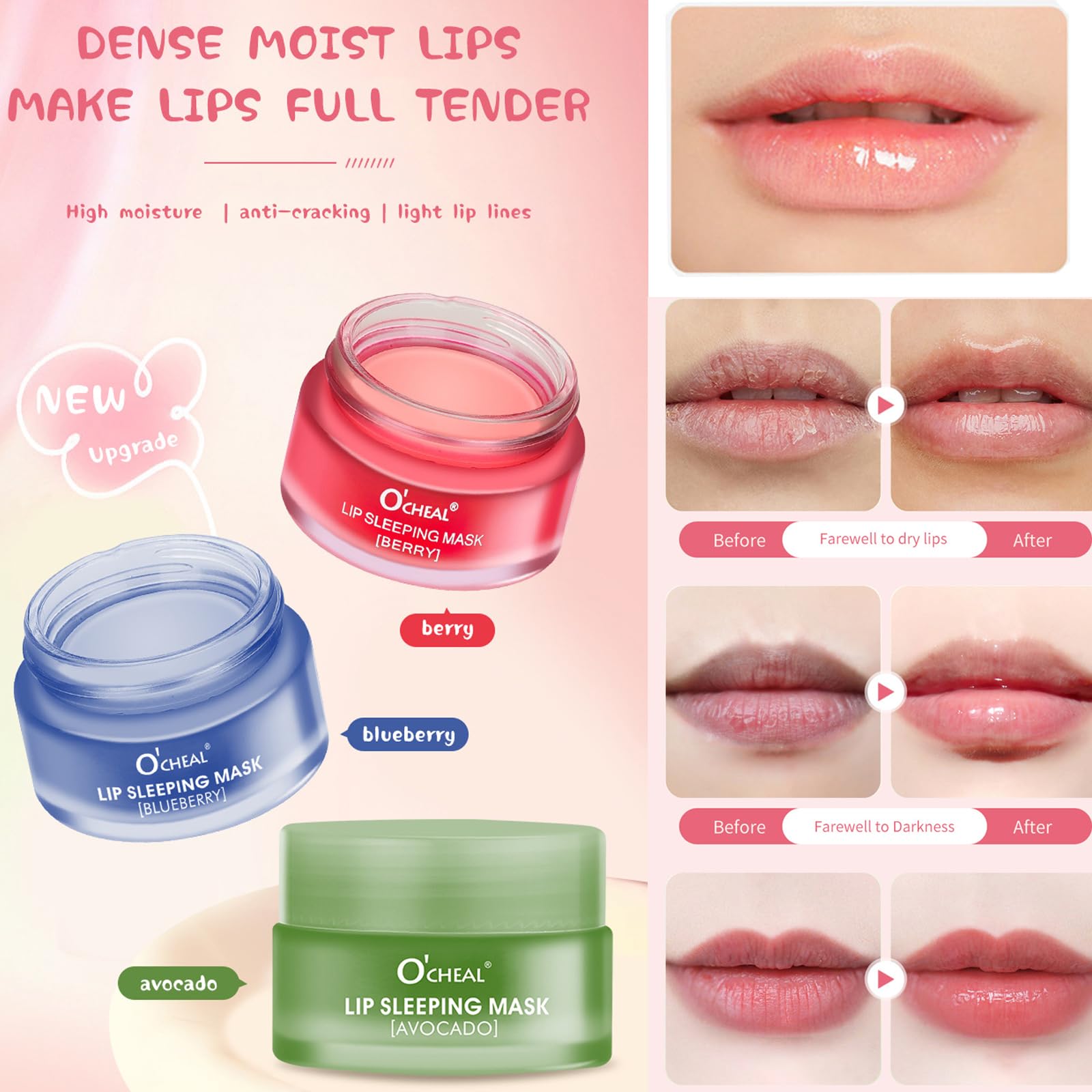 MEICOLY Lip Sleeping Mask,Lip Mask Overnight,Lip Masks,Nourish Hydrating Sleeping Lip Mask,Intense Hydration Night Sleep Lip Mas