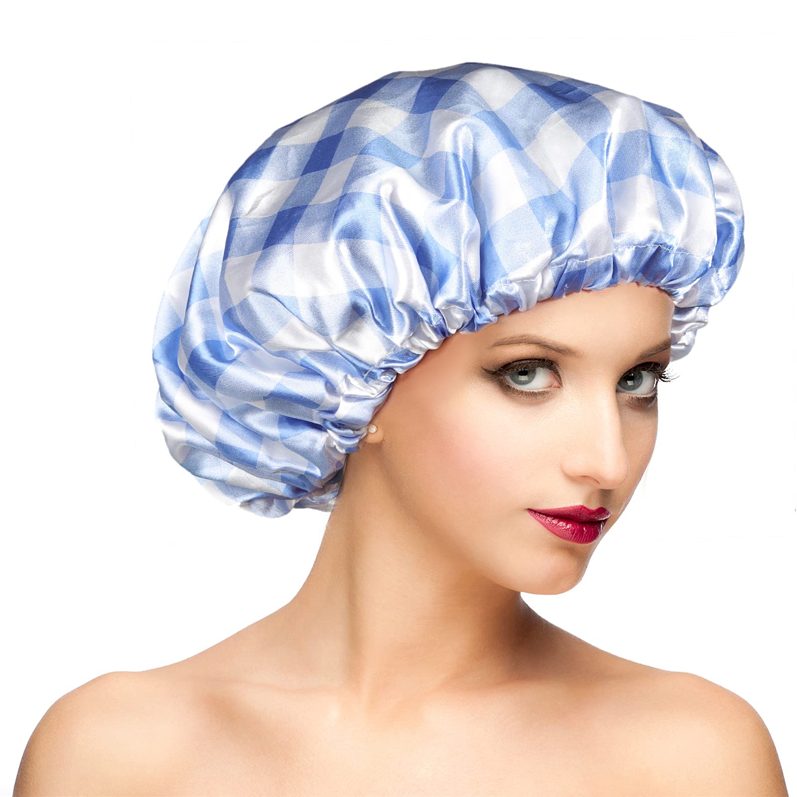 Shower Cap For Women Reusable Waterproof, Double Waterproof Layers Large Shower Cap, Plastic Shower Caps With Peva Lining Bathin