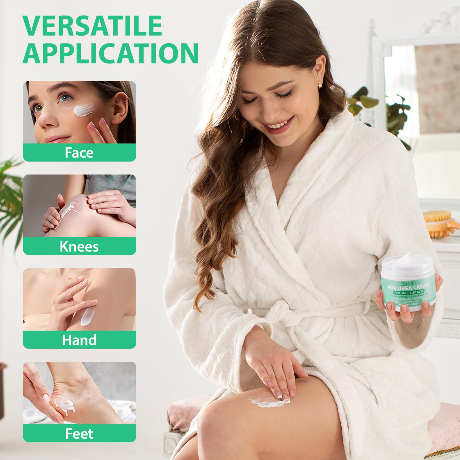 Urea Cream 40 Percent For Feet Maximum Strength,40% Urea Cream Plus 2% Salicylic Acid With Hyaluronic Acid,Tea Tree,And Aloe Ver