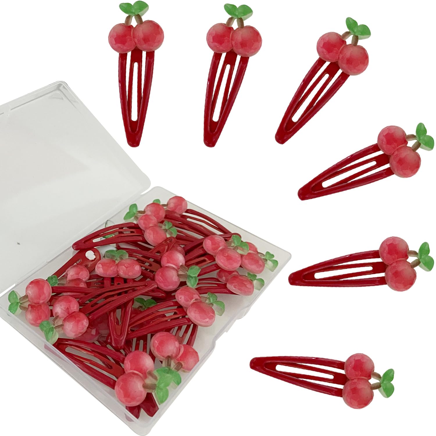 20 Pcs Sweet Cherry Hair Clips,Cherry Snap Hair Clip Fcherry Hair Barrettes for Girl Ruit Hair Barrettes for Women Girls