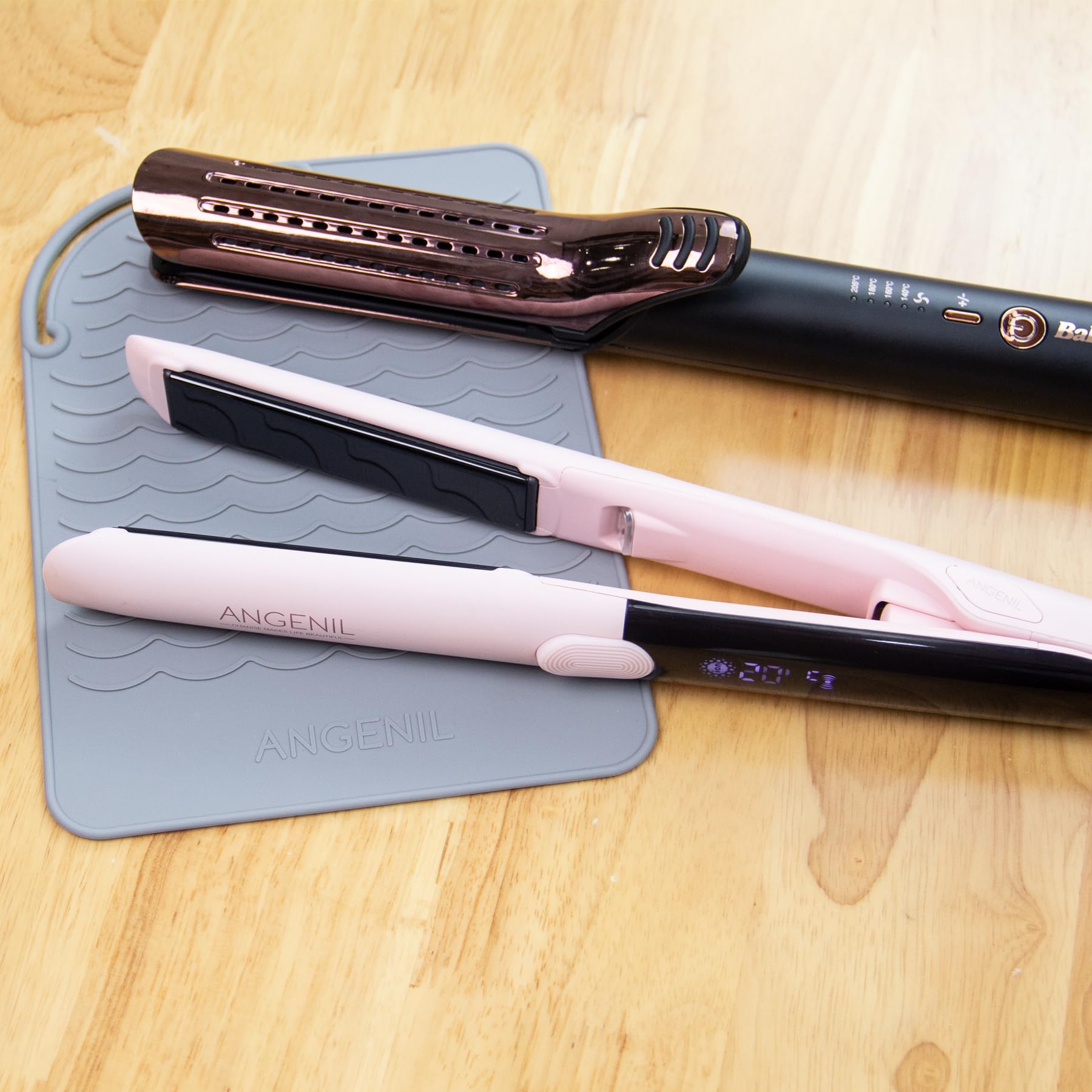 ANGENIL Silicone Heat Mat for Hair Tools - 9"x6.5", Gray, Heat-Resistant Pad for Flat Irons and Curling Irons