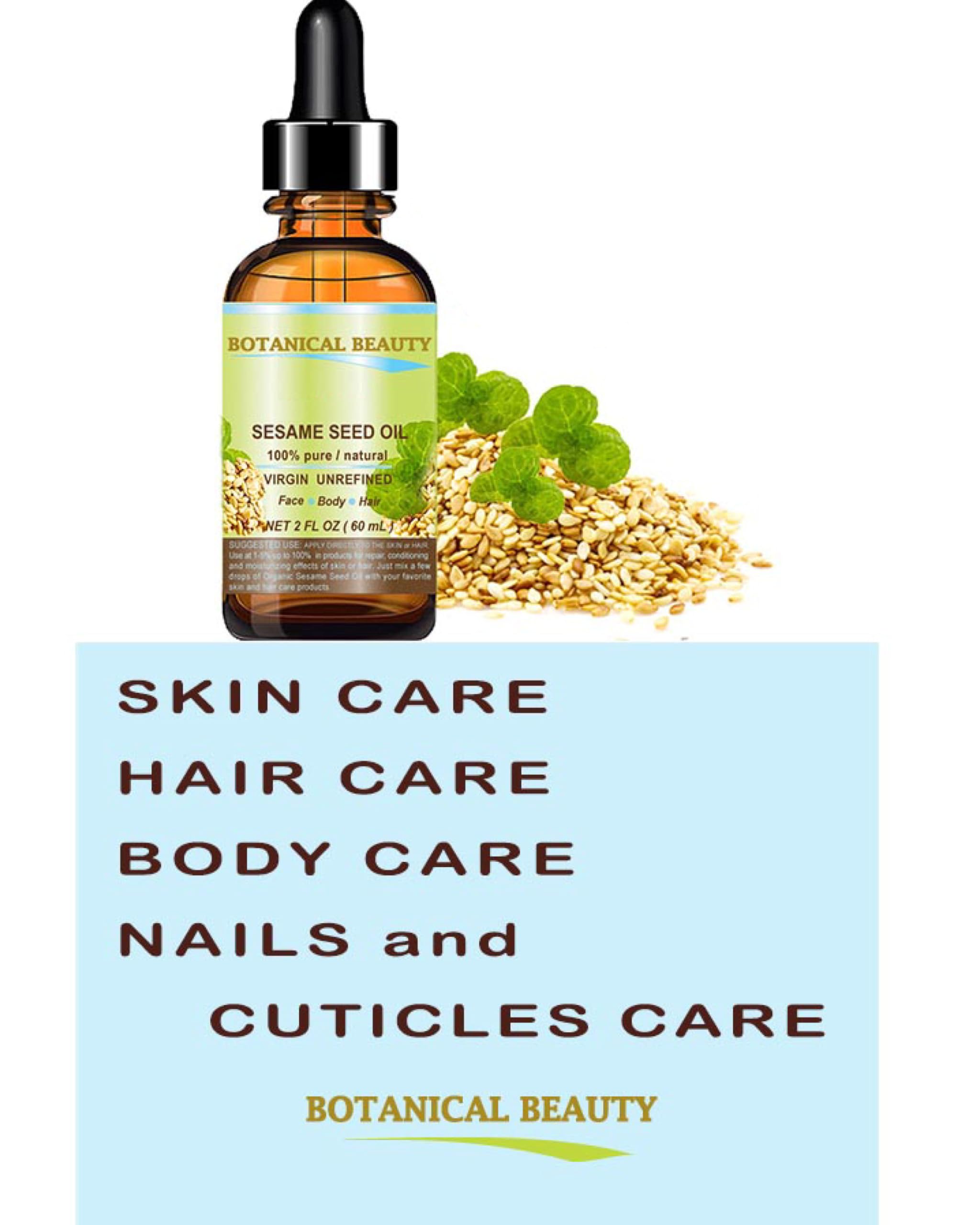 Sesame Seed Oil 100% Pure Natural Virgin Unrefined Undiluted Cold Pressed Carrier Oil For Face, Skin, Body, Hair, Massage, Nails