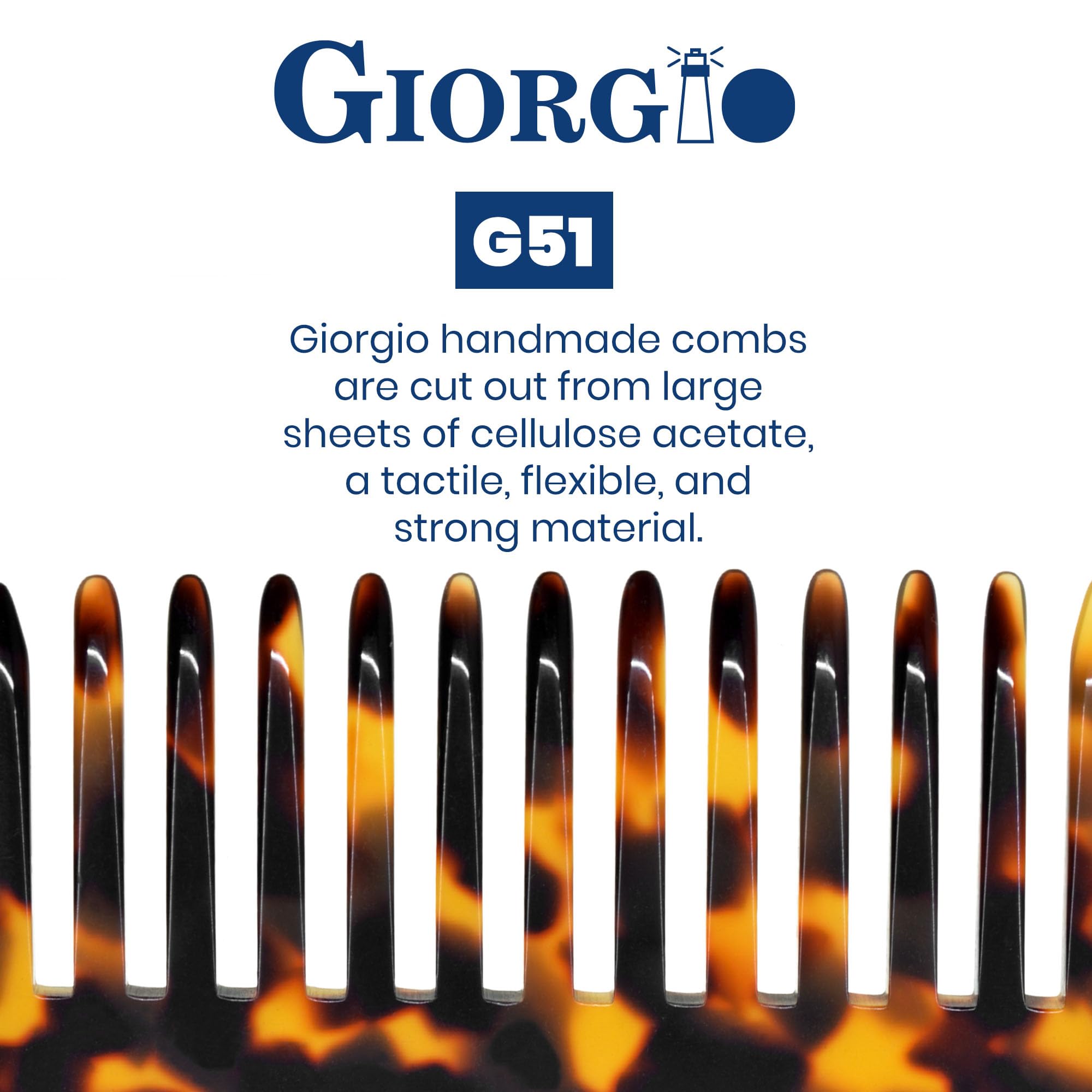 Giorgio G51Ty Small Travel Purse Hair Detangling Comb, Wide Teeth Pocket Comb For Thick Curly Wavy Hair. Hair Detangler Comb For
