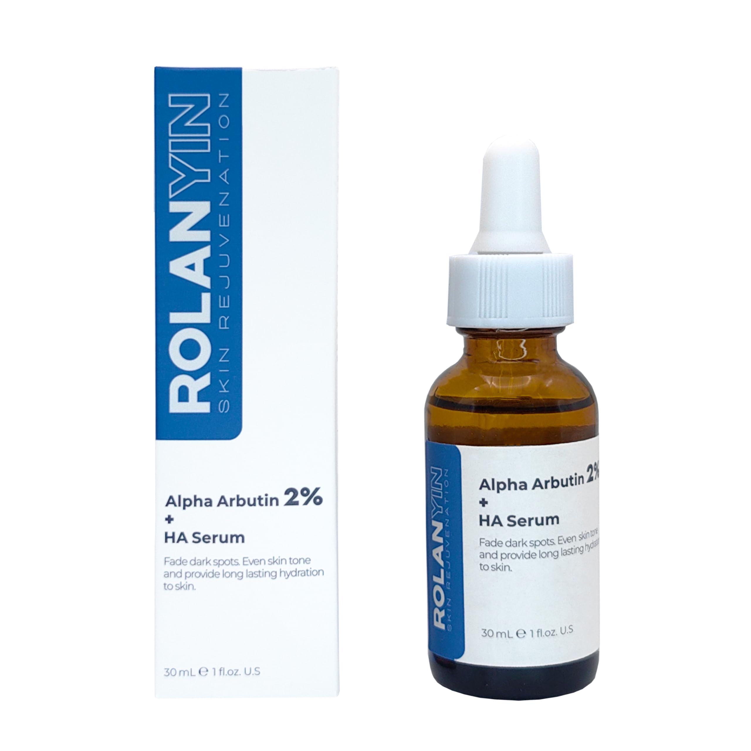 ROLANYIN Alpha Arbutin 2% + HA Facial Serum Reduces Dark Spots Uneven Tone Deep Hydration Anti Aging Skin Repair and Texture Ref