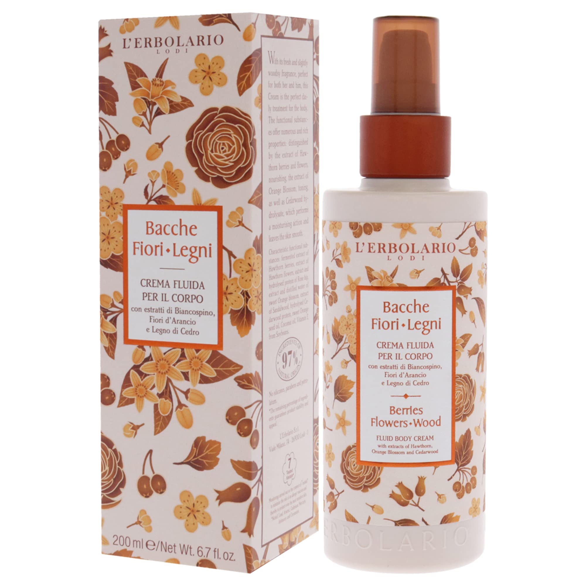 Berries Flowers Wood Fluid Body Cream By Lerbolario For Unisex - 67 Oz Body Cream
