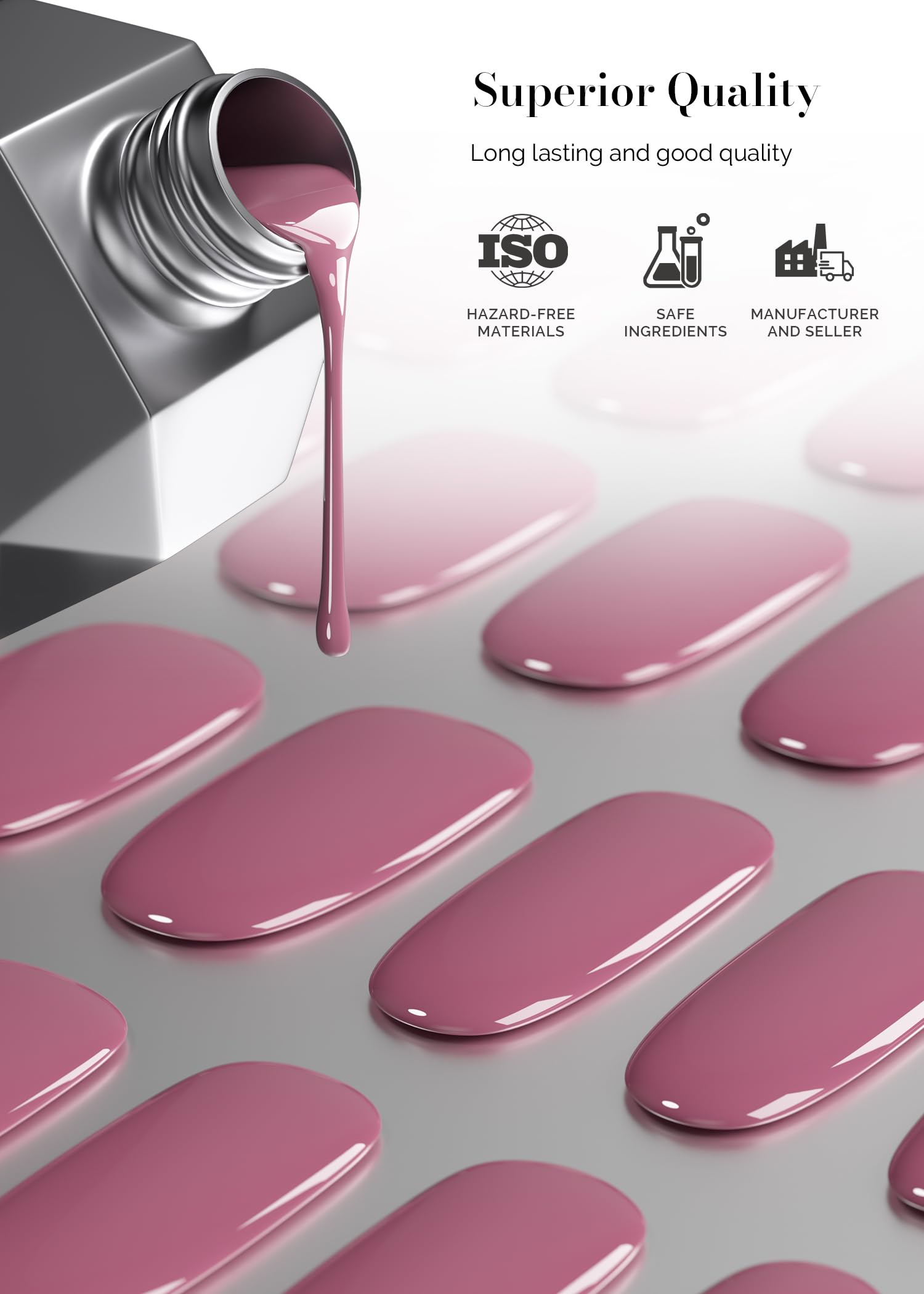 Melodysusie Semi Cured Gel Nail Strips, Rose Pink- Works With Any Nail Lamps, Salon-Quality, Long Lasting, Easy To Apply - Inclu