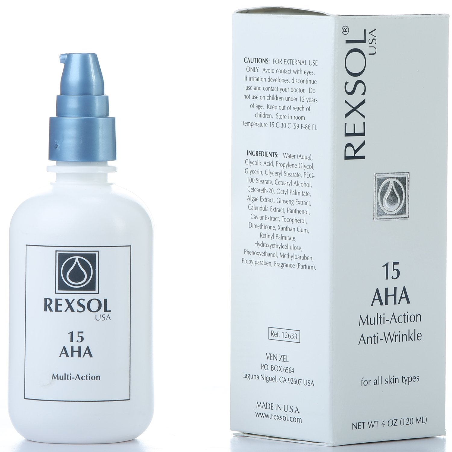 REXSOL 15 AHA Multi-action Anti-Wrinkle Cream | With Vitamin E, Algae Extract, Ginseng Extract, Calendula Extract, Caviar Extrac