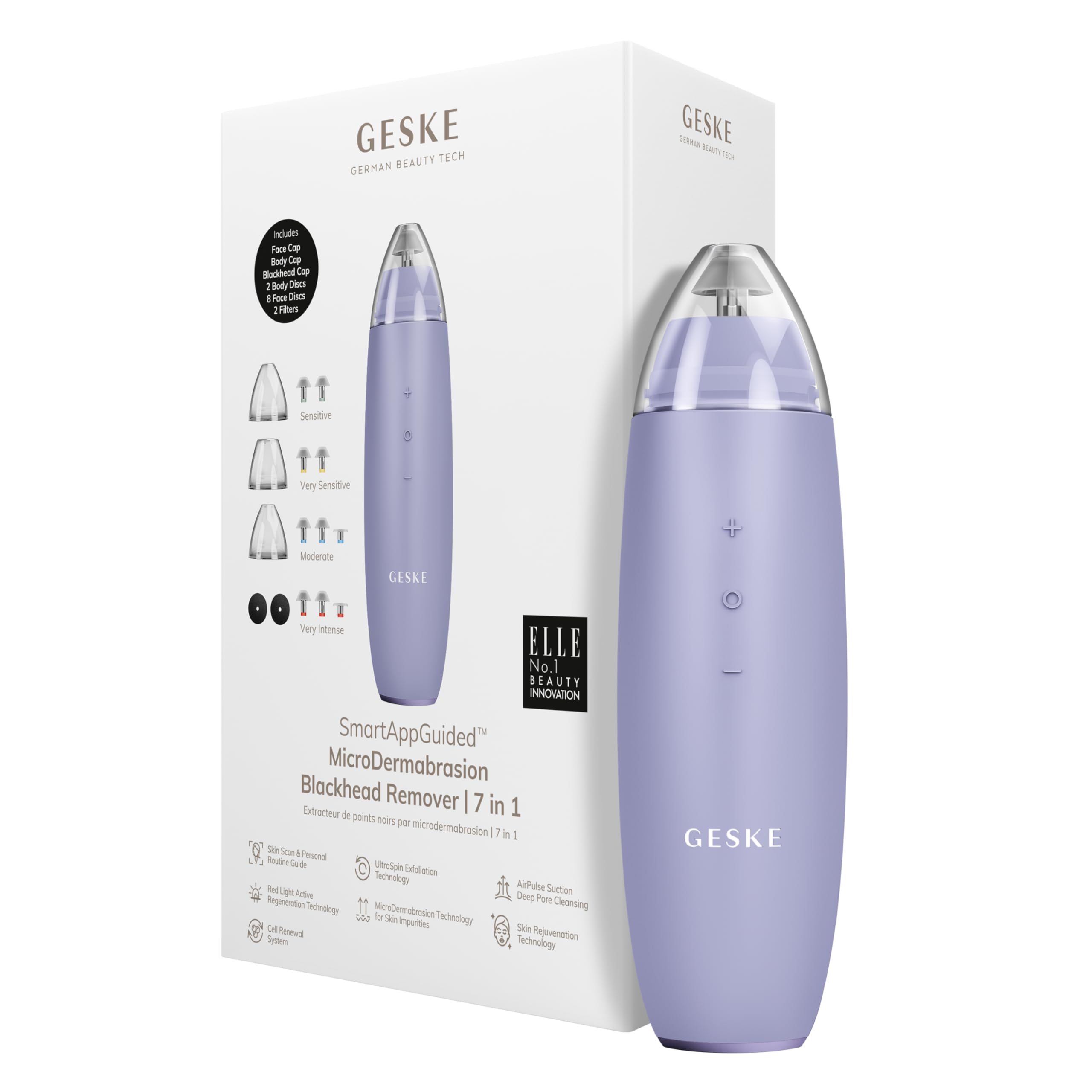 GESKE SmartAppGuided MicroDermabrasion Blackhead Remover | 7 in 1 | Blackhead Remover | Electric Pore Cleaner | Innovative Vacuu