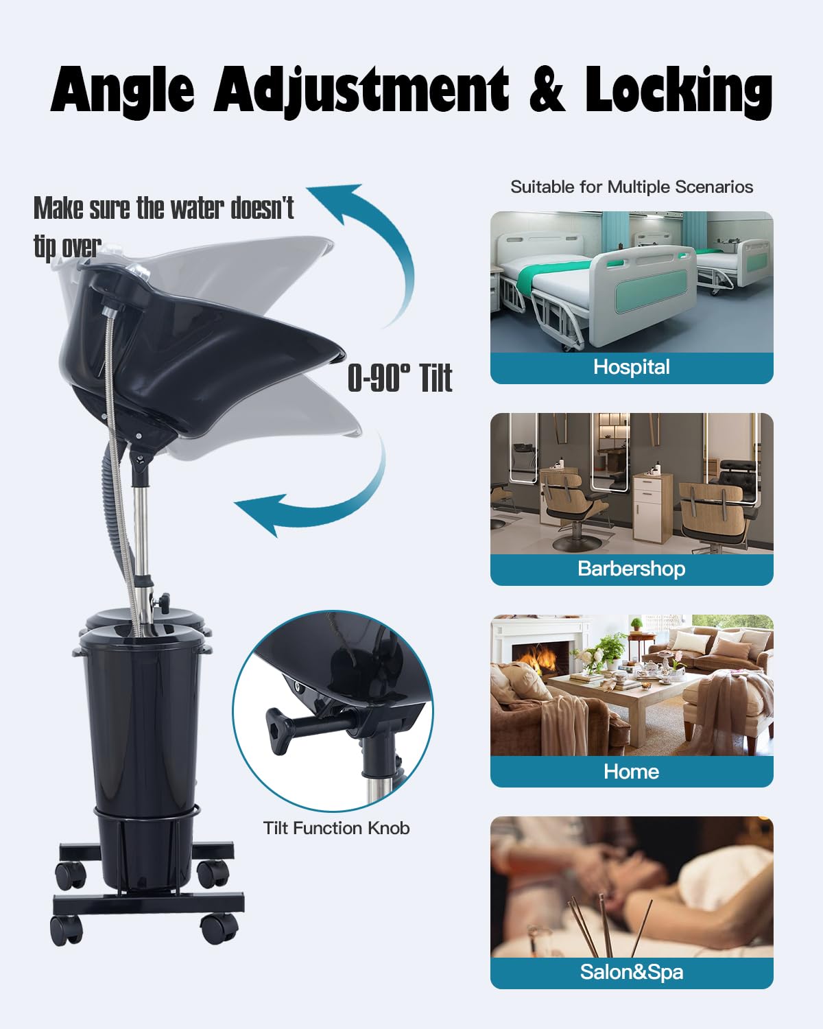 Electric Portable Shampoo Bowl Hair Washing Station, Hair Washing Tray For Sink At Home, Portable Salon Sink Hair Wash Basin For