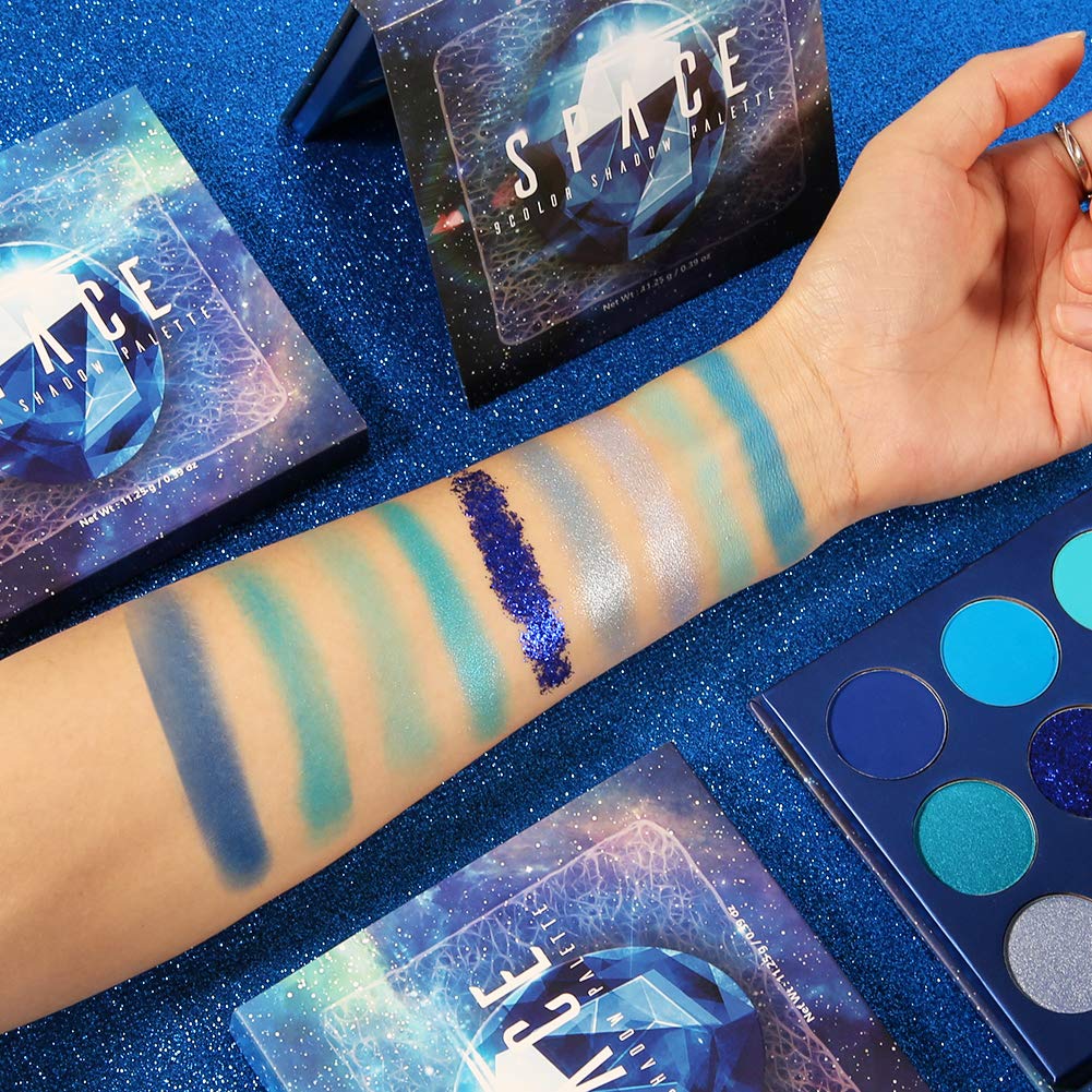 docolor Eyeshadow Palette - 9 Colors Blue - Highly Pigmented Mattes & Shimmers - 0.22 Ounce Waterproof Makeup