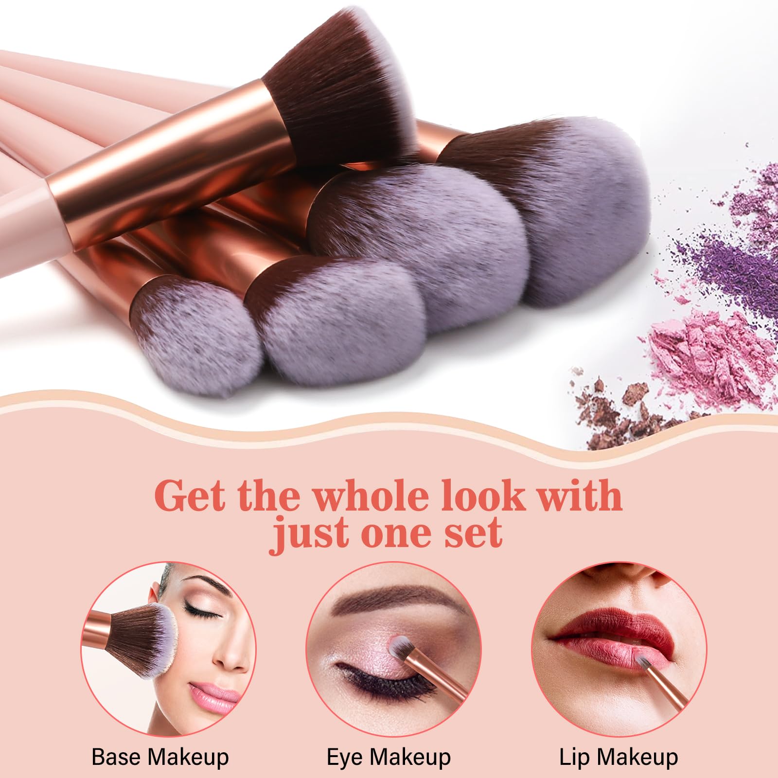 Makeup Brush Set, 17Pcs Makeup Brushes With Foundation Eyebrow Blending Concealer Blush Eyeshadow Contour Lash Powder Brush, Mak