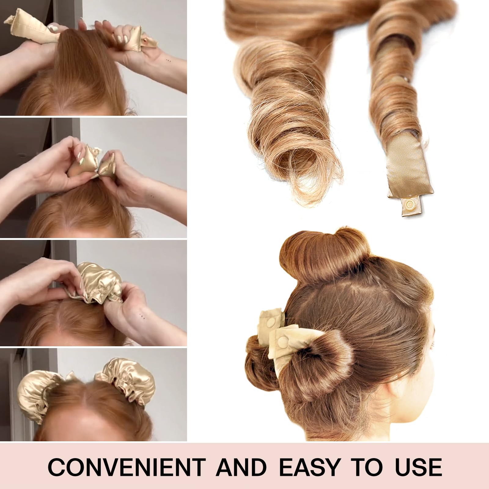 Blinkeen Satin Heatless Hair Curler 3Sets/6Pcs, Pillow Soft Rollers With Hair Caps, Soft Heatless Curling Rod Headband For All H