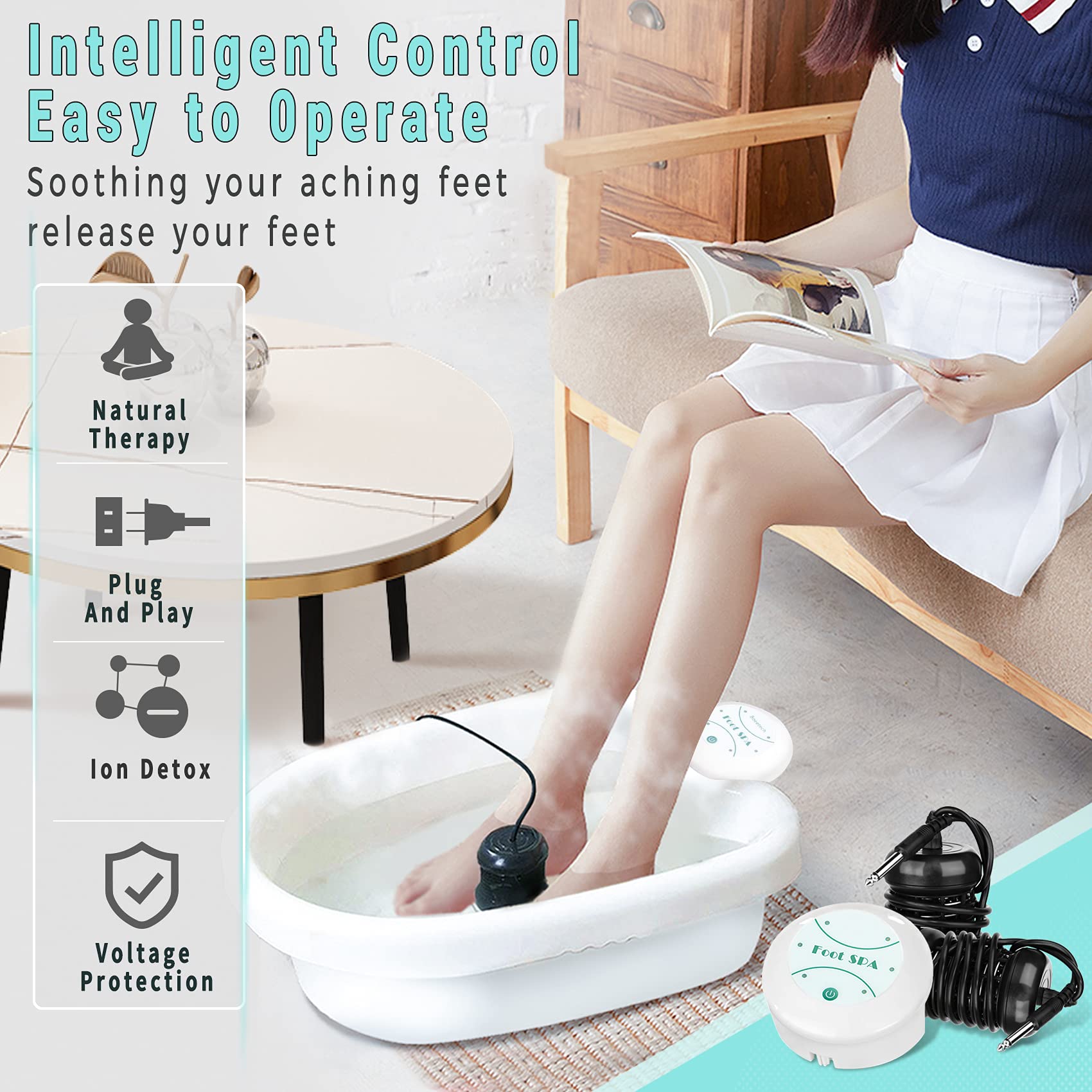 Ionic Foot Detox Machine Ion Detox Foot Bath Machine, Portable Chi Detox Foot Spa Ionic Cleanse Bath Machine, Foot Bath Spa With