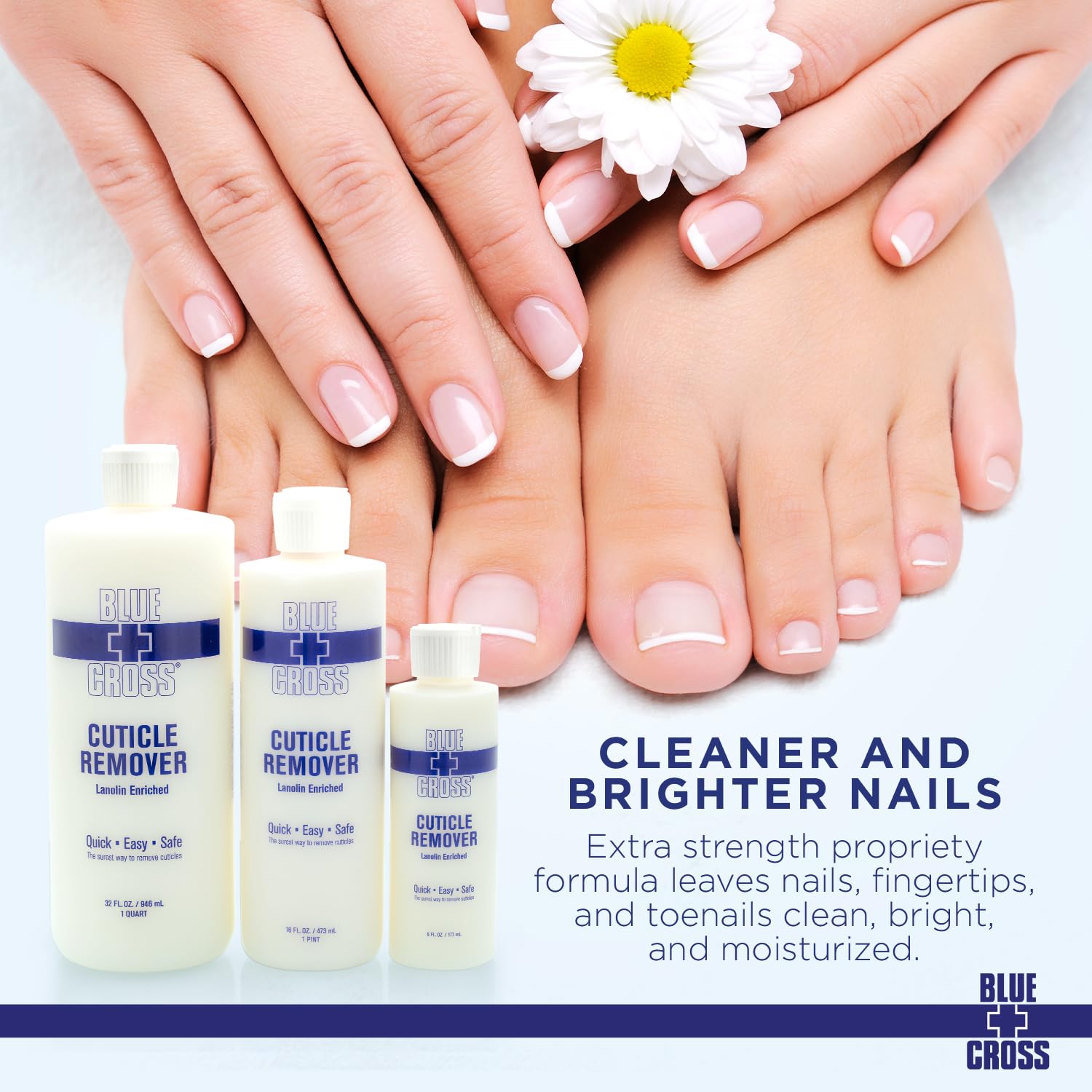 Blue Cross Professional Nail Care, Hydrating, Moisturizing, Strengthening Liquid Cuticle Remover + Softener With Lanolin For Bri