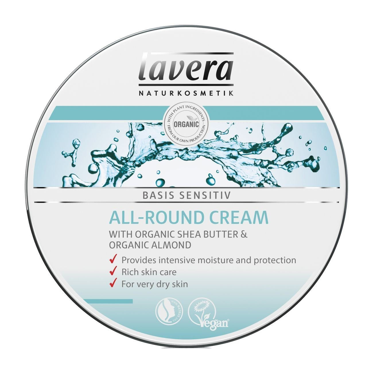 lavera basis-sensitiv All-Round Cream: Moisturizing Body Cream with Shea Butter & Almond Oil to protect dry Skin & for a soft an