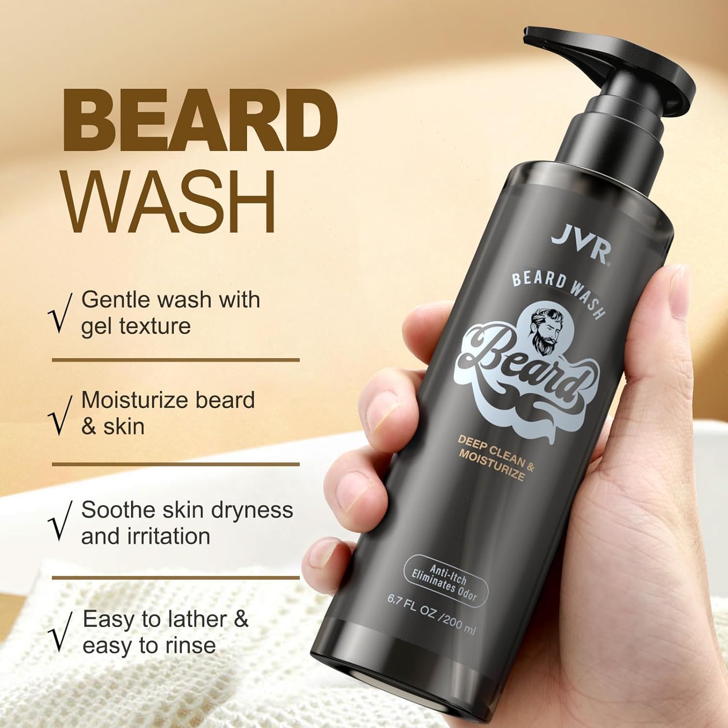Jvr Beard Wash And Beard Conditioner For Men, Beard Shampoo Cleanse And Reduces Frizz, Soften & Strengthens, Organic With Coconu