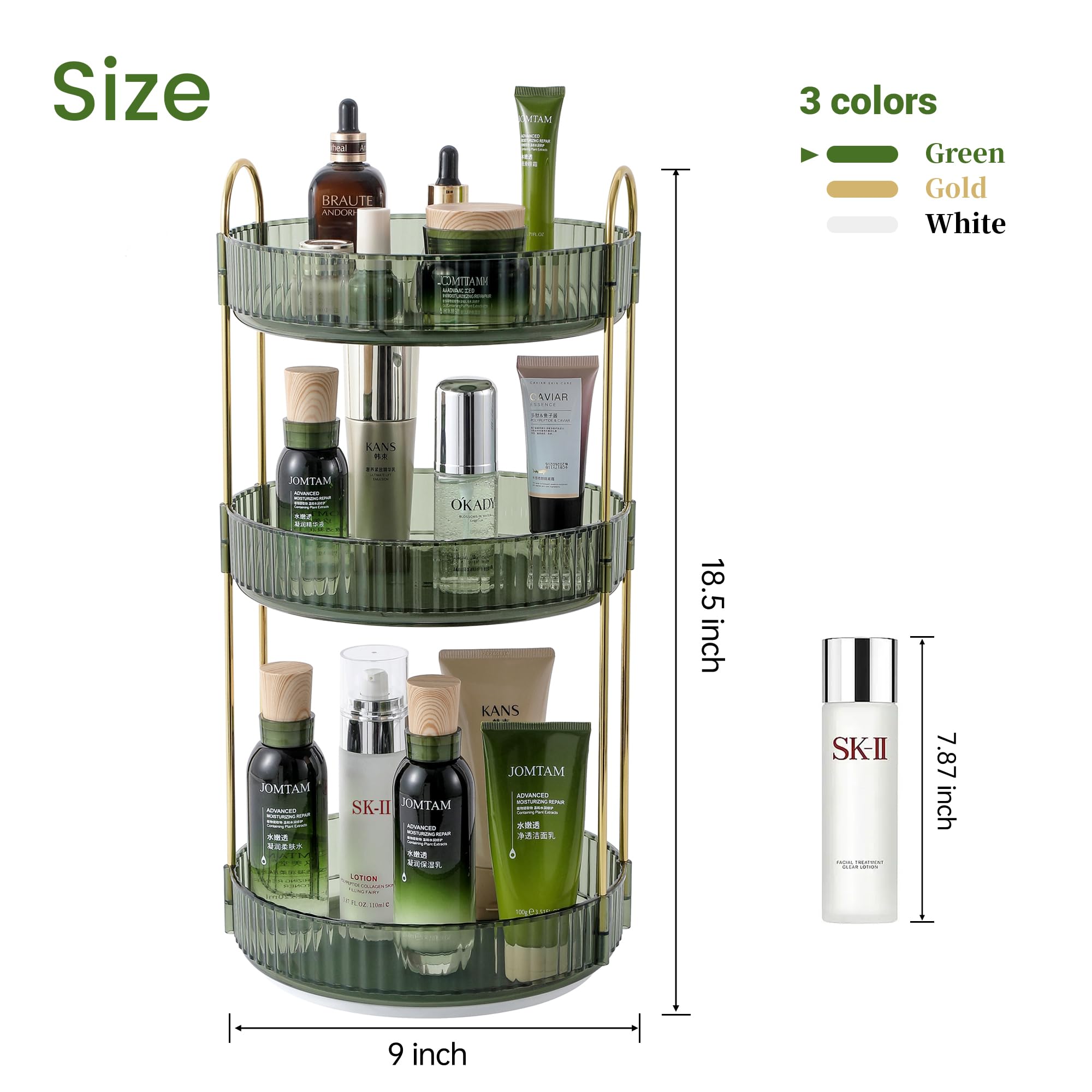 Rotating Makeup Organizer For Vanity, Skin Care Perfume Organizers Large Capacity, Bathroom Counter Organizer For Make Up Cosmet
