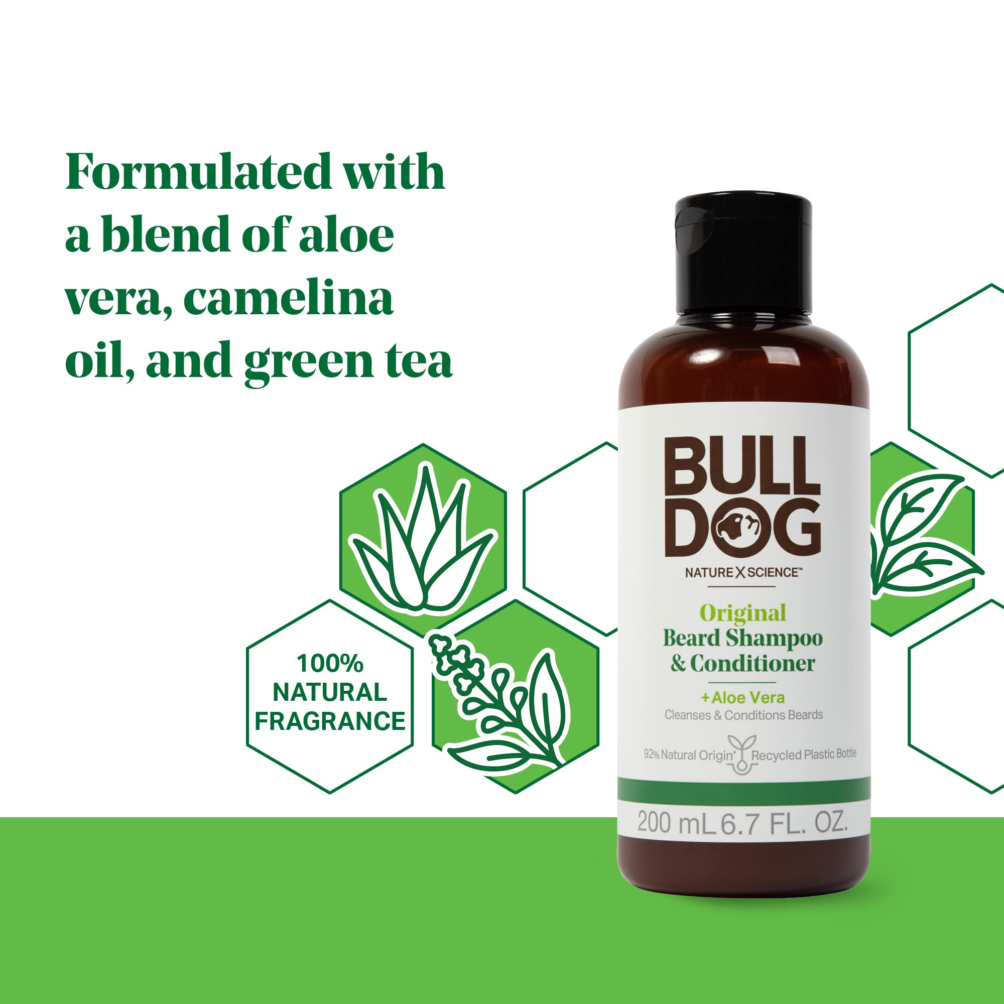 Bulldog Mens Skincare And Grooming For Men Original Beard Shampoo And Conditioner, 6.7 Ounce, Pack Of 2