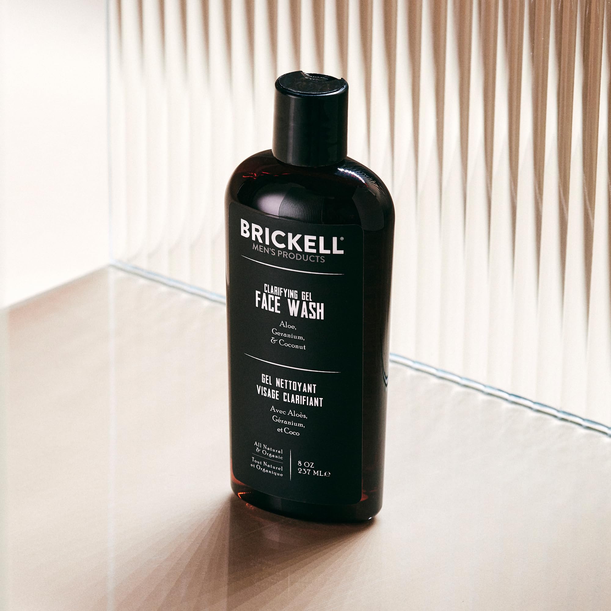Brickell Men's Clarifying Gel Face Wash for Men, Natural and Organic Rich Foaming Daily Facial Cleanser Formulated With Geranium