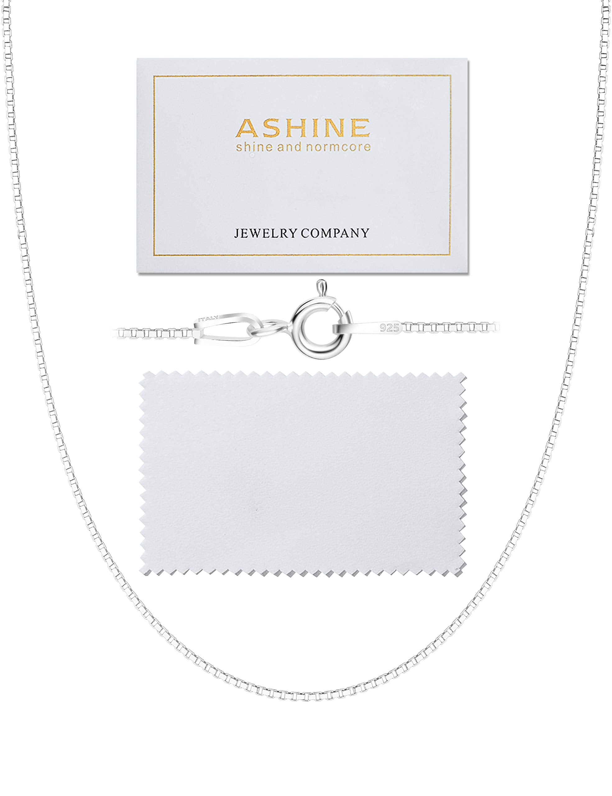 ASHINE Sterling Silver Necklace Silver Chain Sterling Silver Necklace for Women Valentine Silver Necklace (1mm Box Chain Spring 