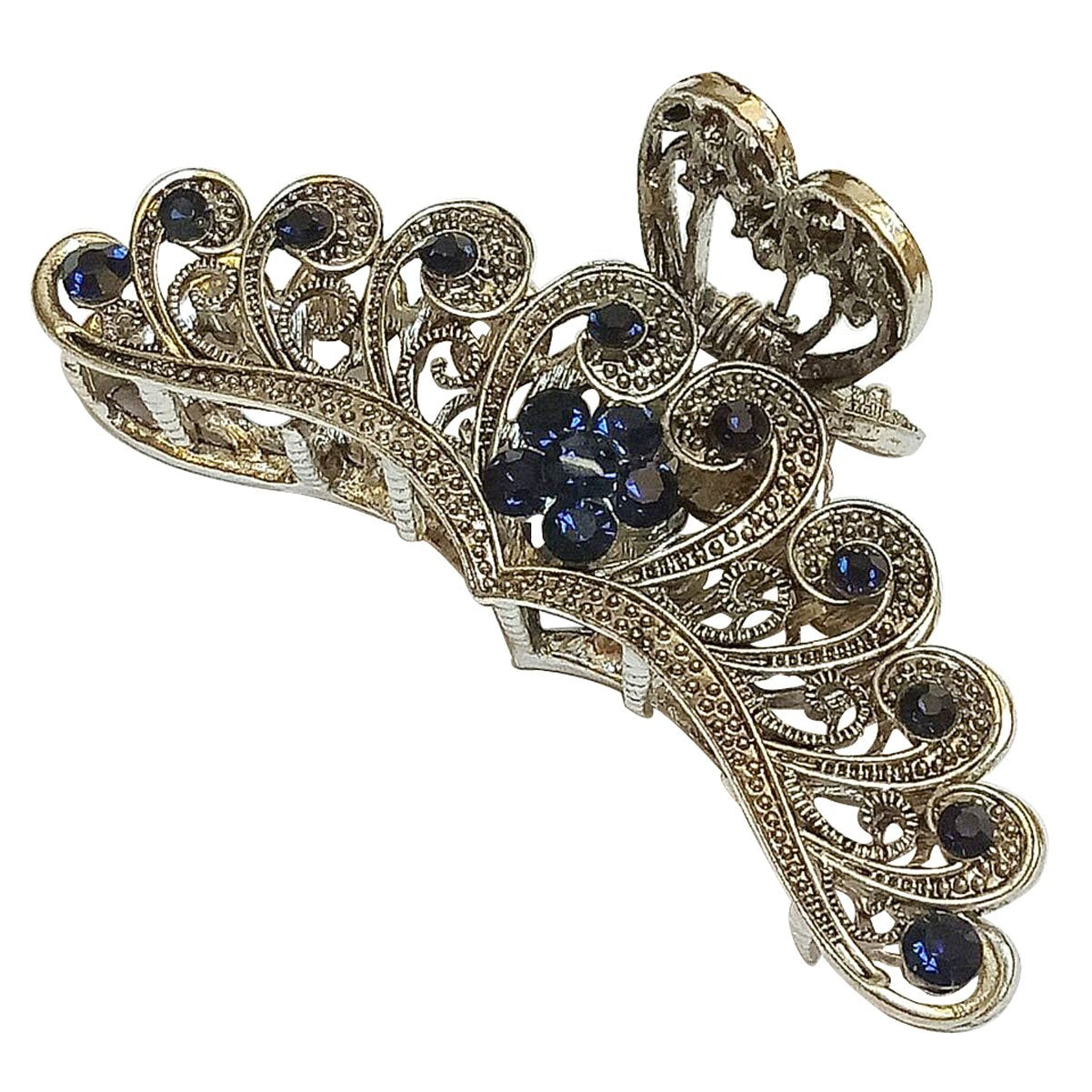 Numblartd Vintage Chic Rhinestone Large Size Fancy Hair Claw Jaw Clips Pins - Women Fashion Retro Metal Alloy Hair Catch Hair Up