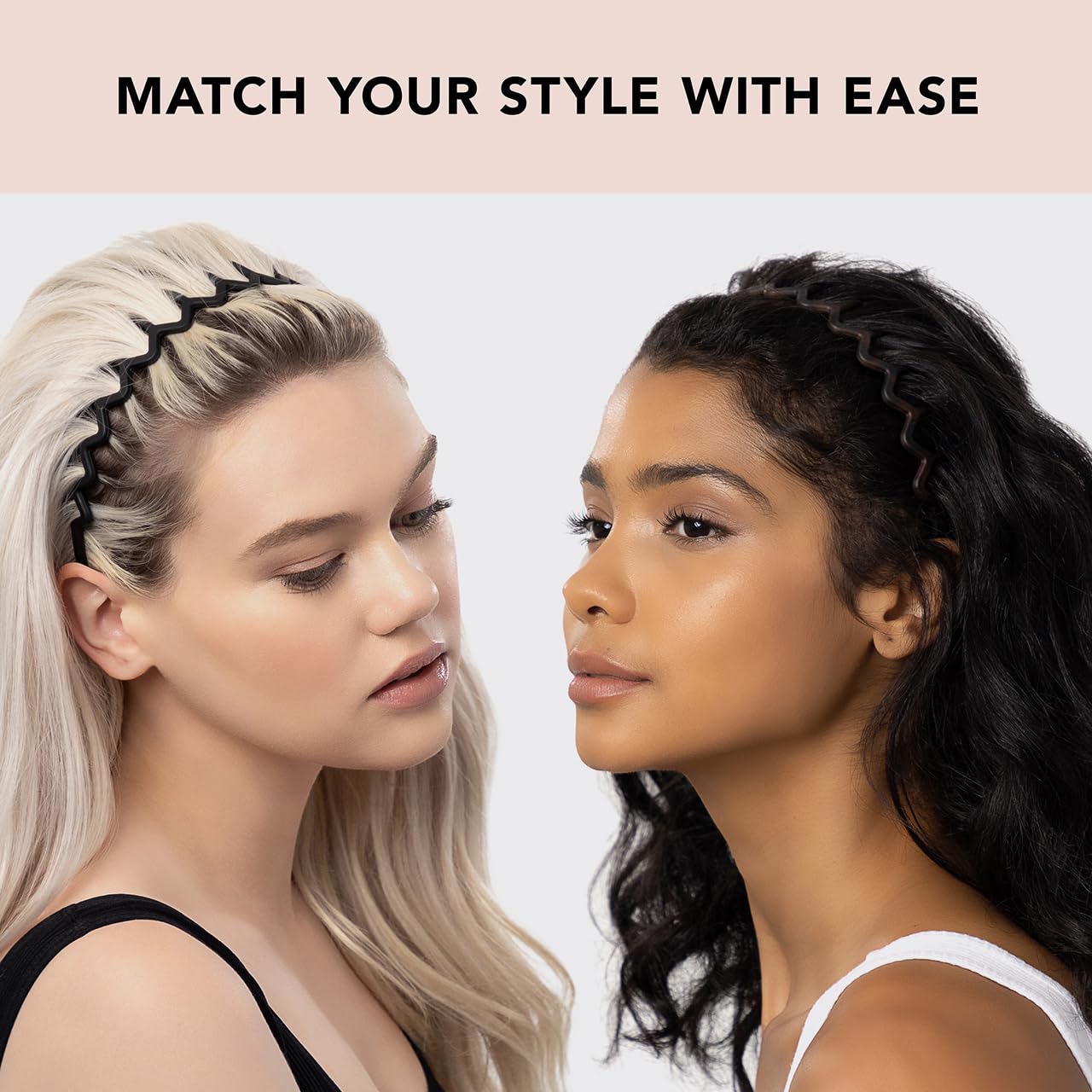 Kitsch Zig Zag Headbands - Recycled Plastic Hair Band For Men & Women | Classic 90S Headband & Hairband | Mens Headband | Wavy H