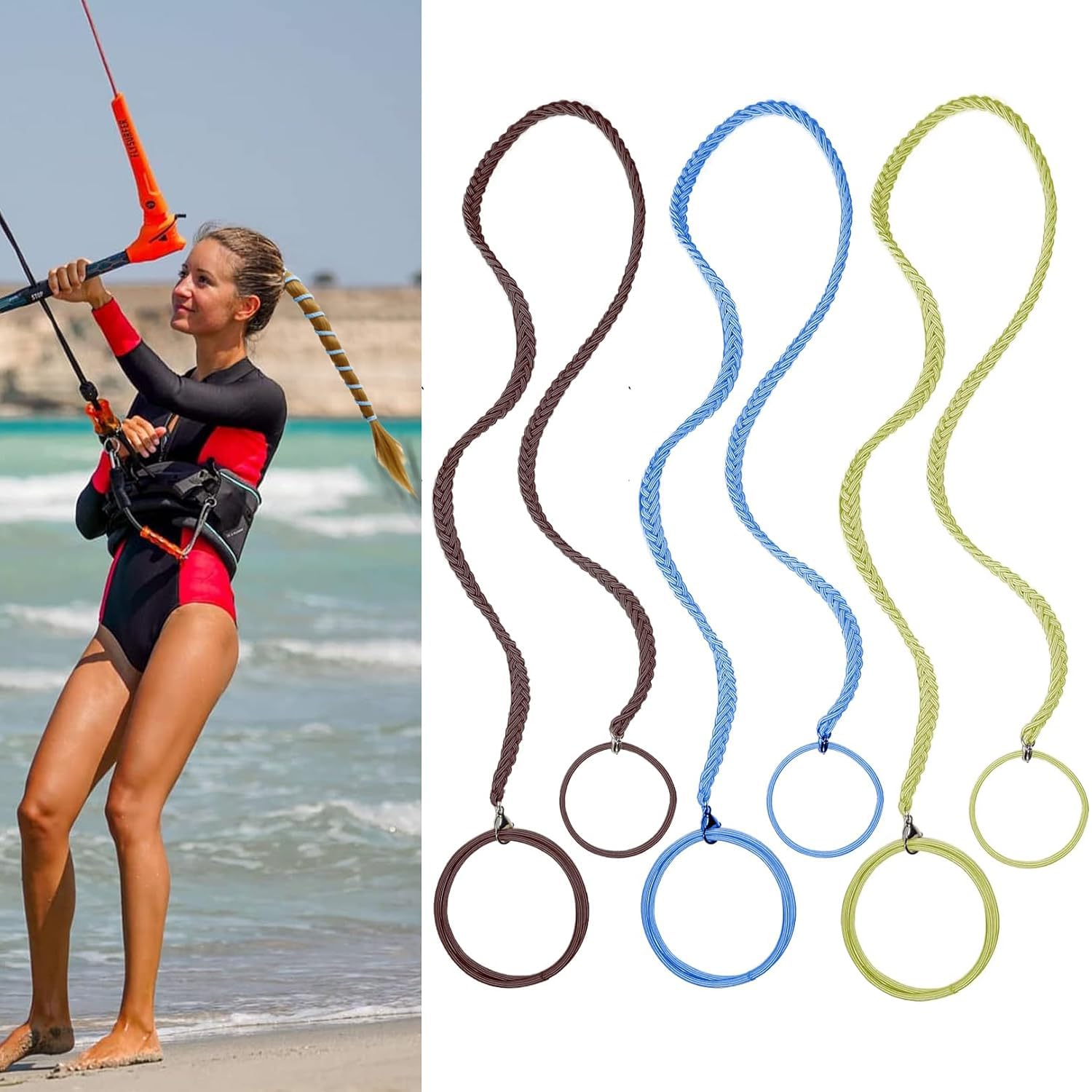 3 Packs 25'' Hair Bands for Women's Hair, Elastic Spiral Hair Ties for Women Girls Long Ponytail Holders for Thick Curly Hair Sp