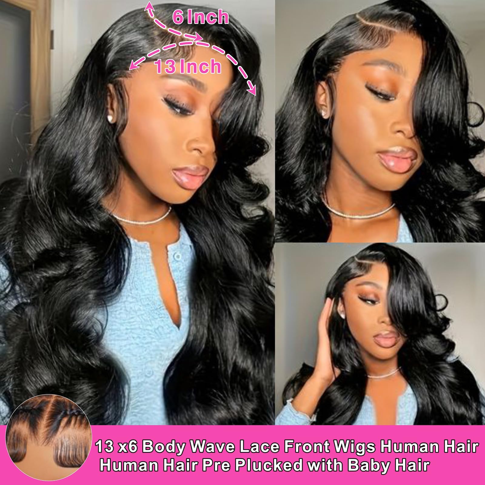 Oisiyu 30 Inch Body Wave Lace Front Wigs Human Hair 13X6 Hd Lace Front Wigs Human Hair Pre Plucked Body Wave Wig Human Hair Glue