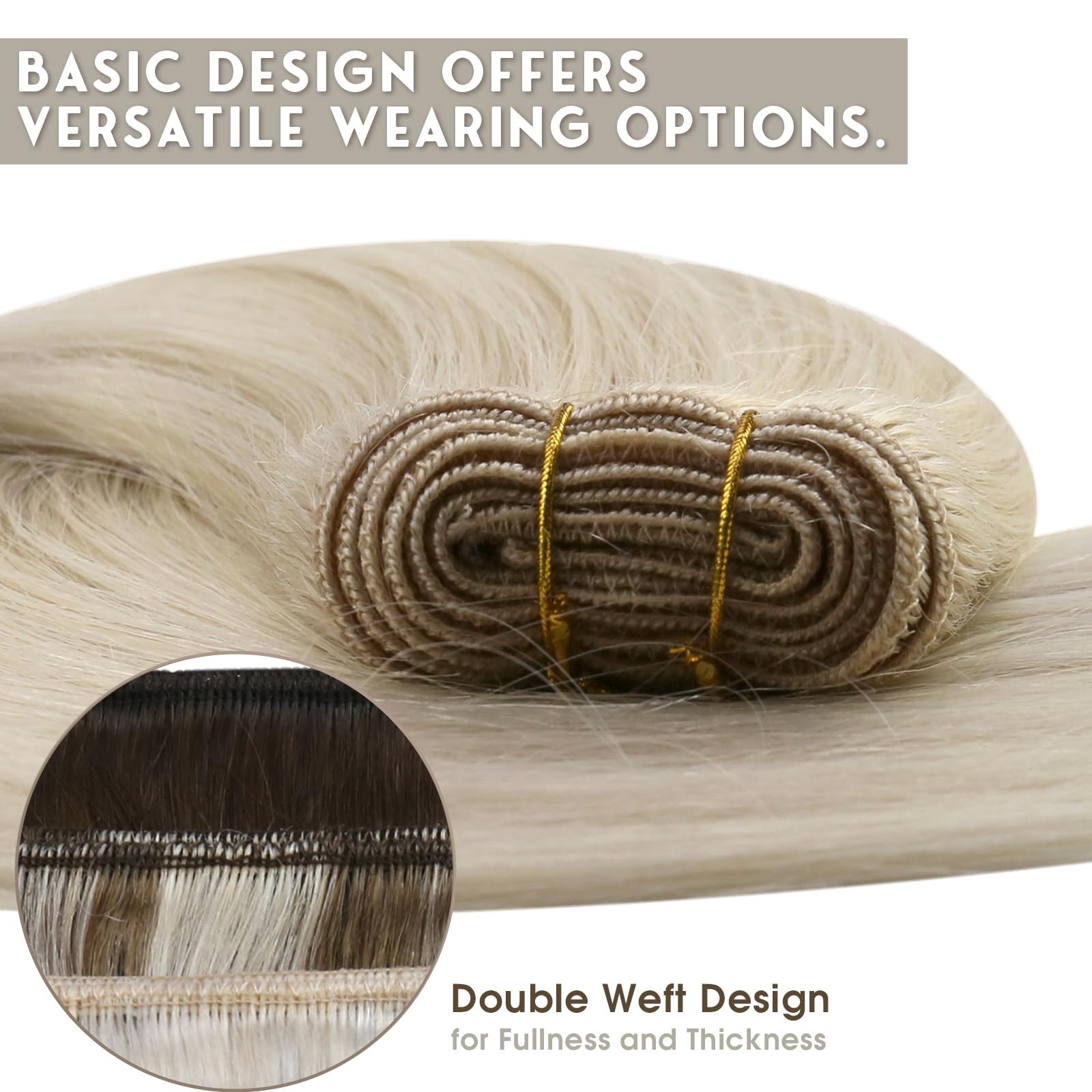 Sunny Blonde Weft Hair Extensions Human Hair Platinum Blonde Sew In Hair Extensions Real Human Hair Weft Remy Hair Short Blonde