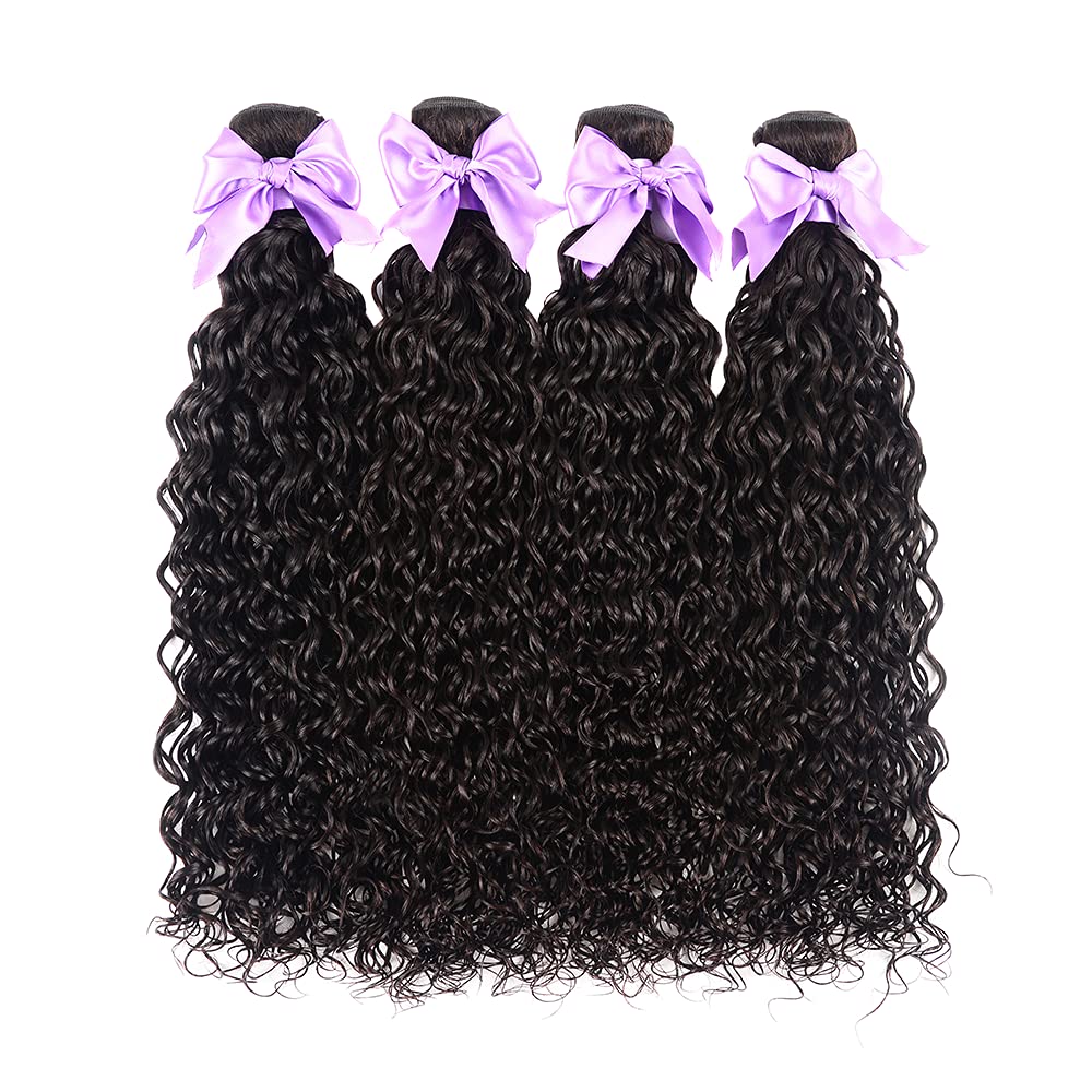 Laritaiya Brazilian Virgin Human Hair Water Wave Bundles (22 24 26 28) 100% Unprocessed Human Hair Bundles Wet And Wavy Human Ha