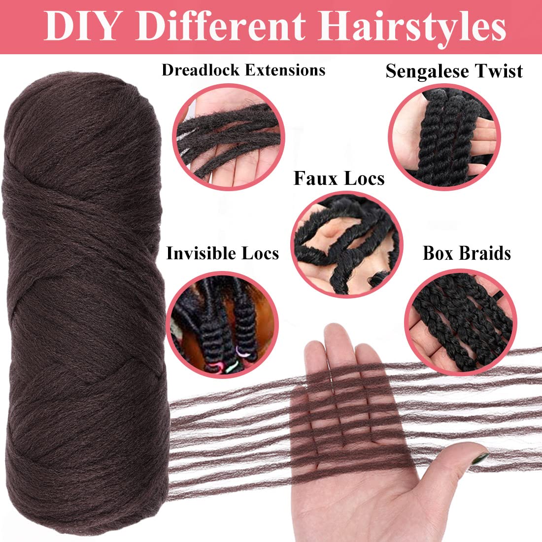 Cookoo 2 Roll Brazilian Wool Hair Acrylic Yarn For Hair Crochet African Braids Sengalese Twisting Box Braids Faux Locs Jumbo Bra