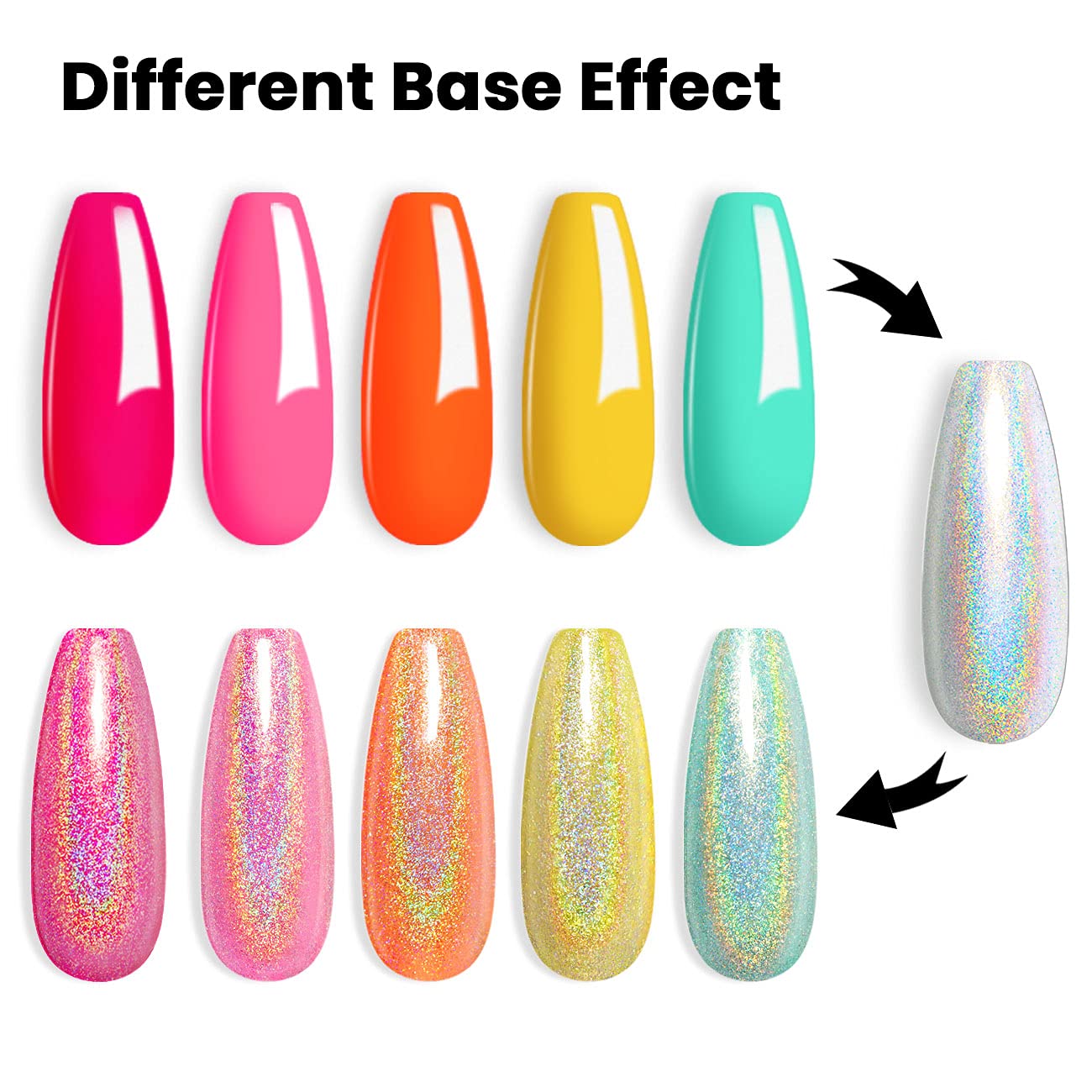 Rarjsm Neon Gel Nail Polish Kit Soak Off Holographic Nail Polish Set Silver Glitter Nail Polish Irridescent Colors Green Yellow