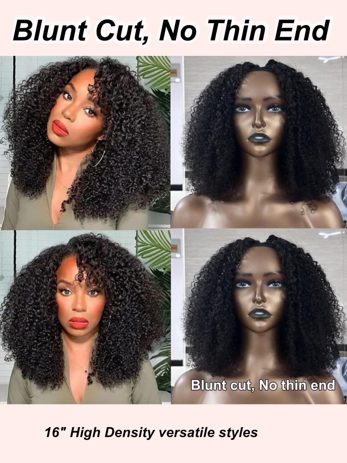 Unice Easicontour V Part Wig Human Hair Afro Kinky Curly Glueless Wigs Human Hair Clip In Vpart Wig Minimal Leave Out Upgrade U
