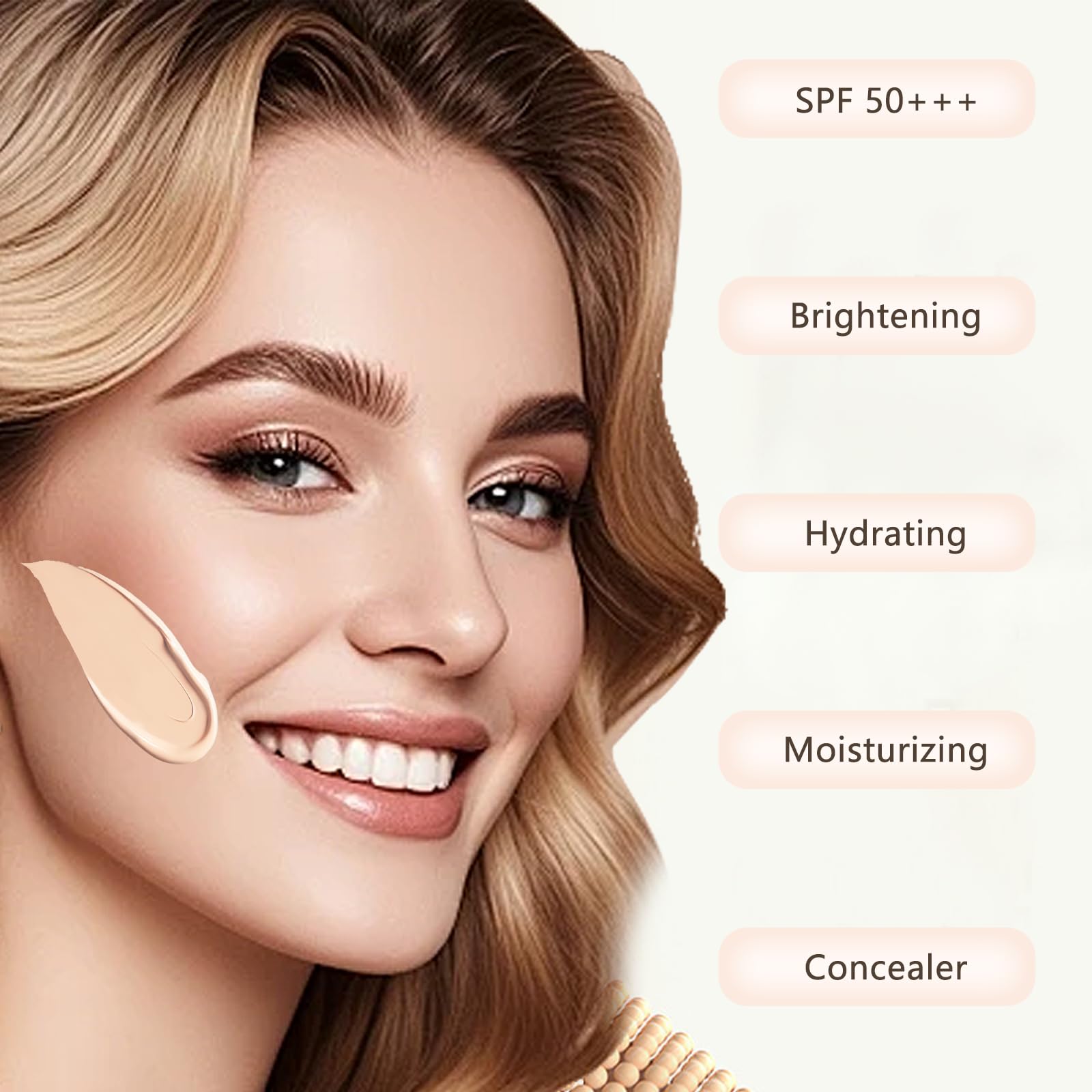O'CHEAL BB Cream with SPF 50+ | Full Coverage Tinted Moisturizer with Buildable Concealer Powder Foundation, Oil-Free, Hydrating
