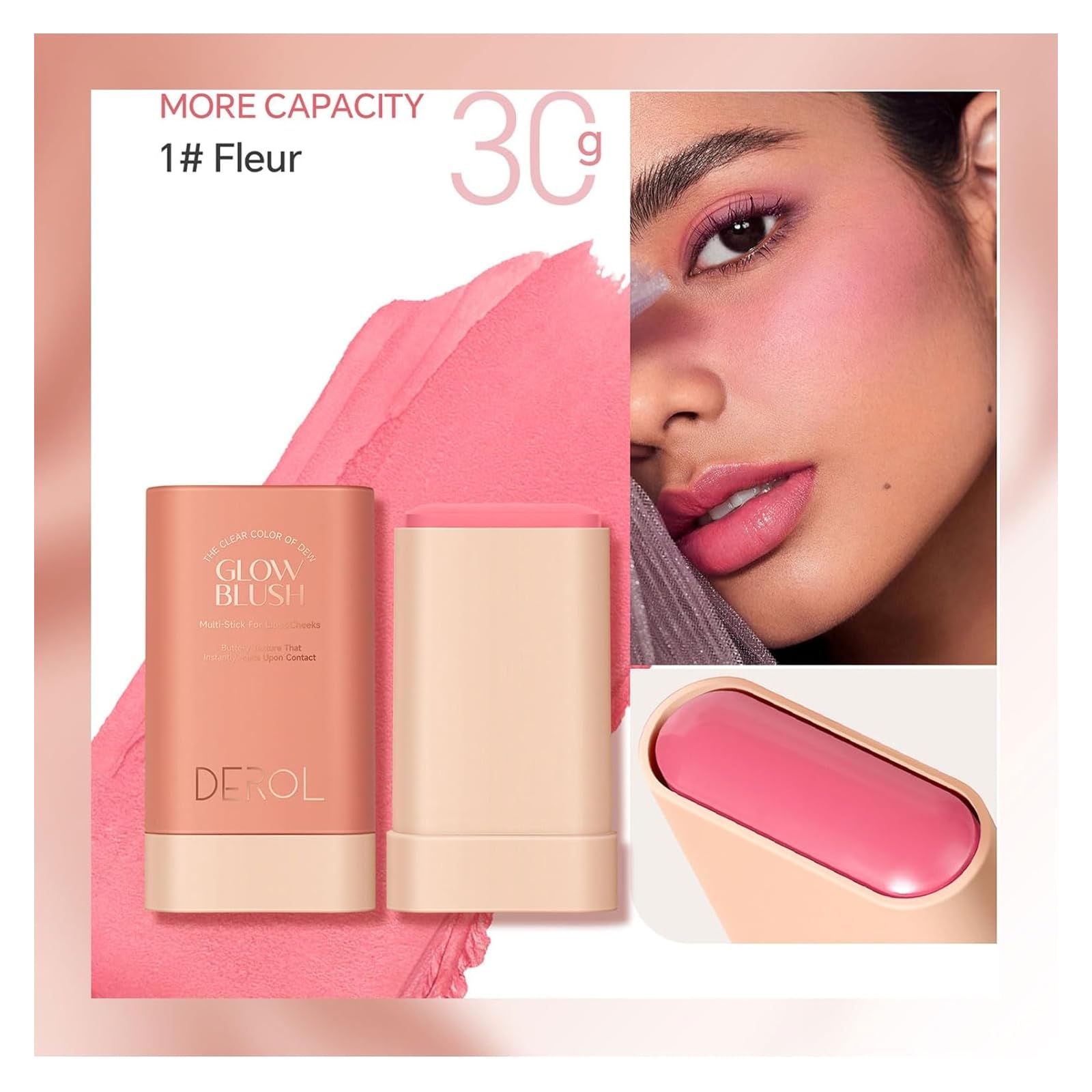 Swetiyou Blush Stick For Cheeks And Lips, On-The-Go Glow Blush, Hydrating Solid Cheek Tint, Multi-Use Blush Makeup Stick, Tinted
