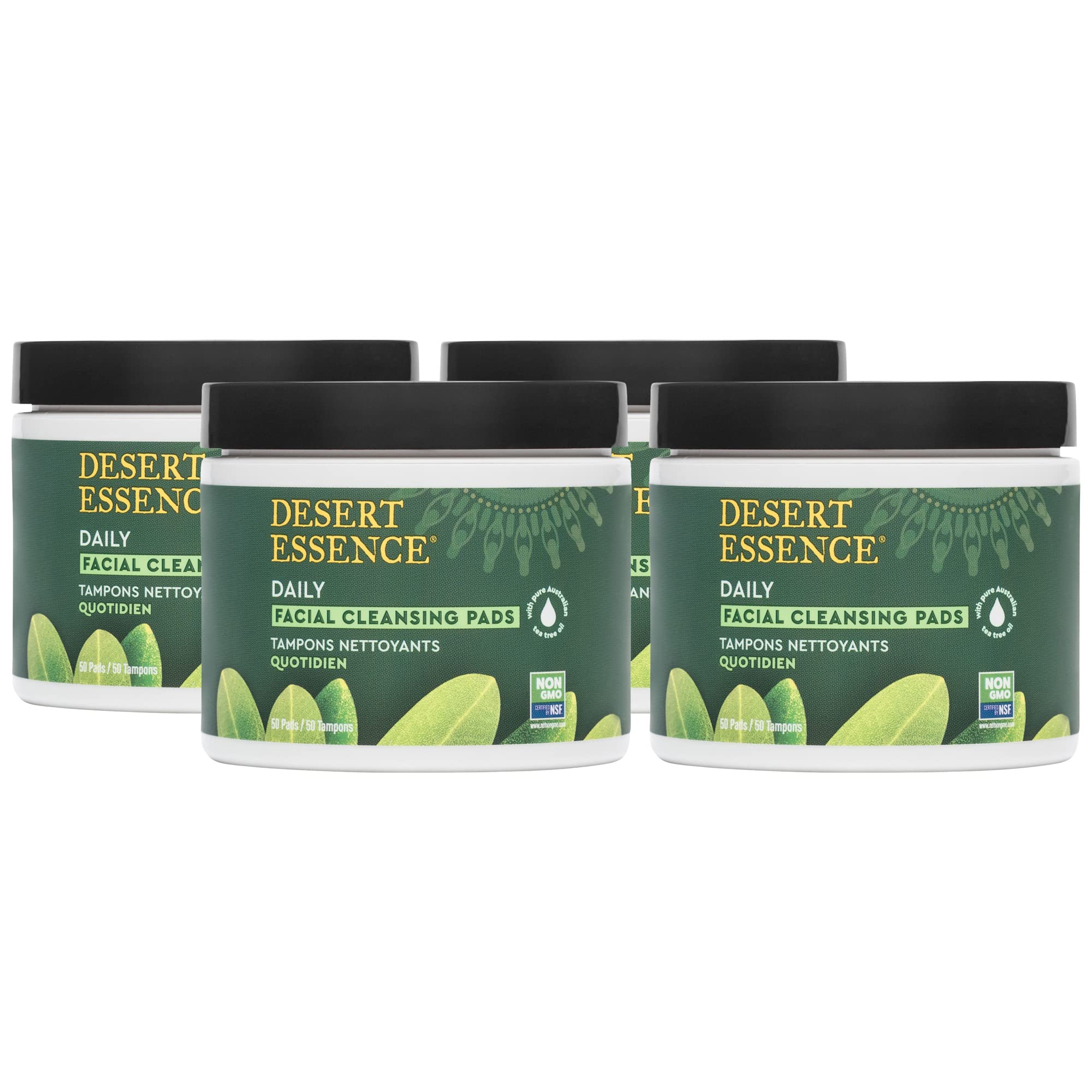Desert Essene Daily Facial Cleansing Pads with Pure Australian Tea Tree, Witch Hazel, Calendula & Chamomile - Reduce Oil, Minimi