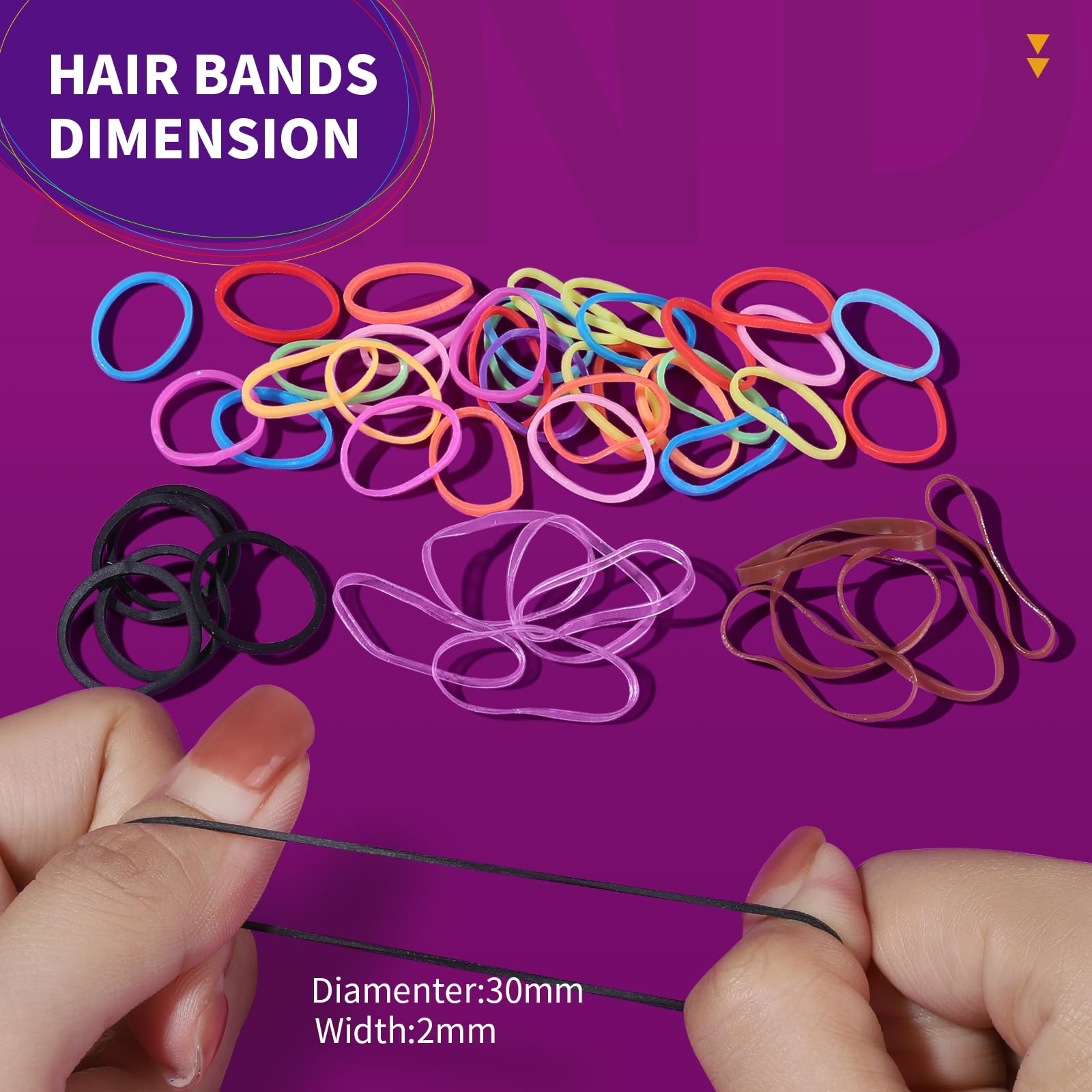 Teenitor Elastic Hair Bands, 2000Pcs Hair Rubber Bands, Elastics For Hair, Small Hair Ties, Clear,Black,Brown And Color