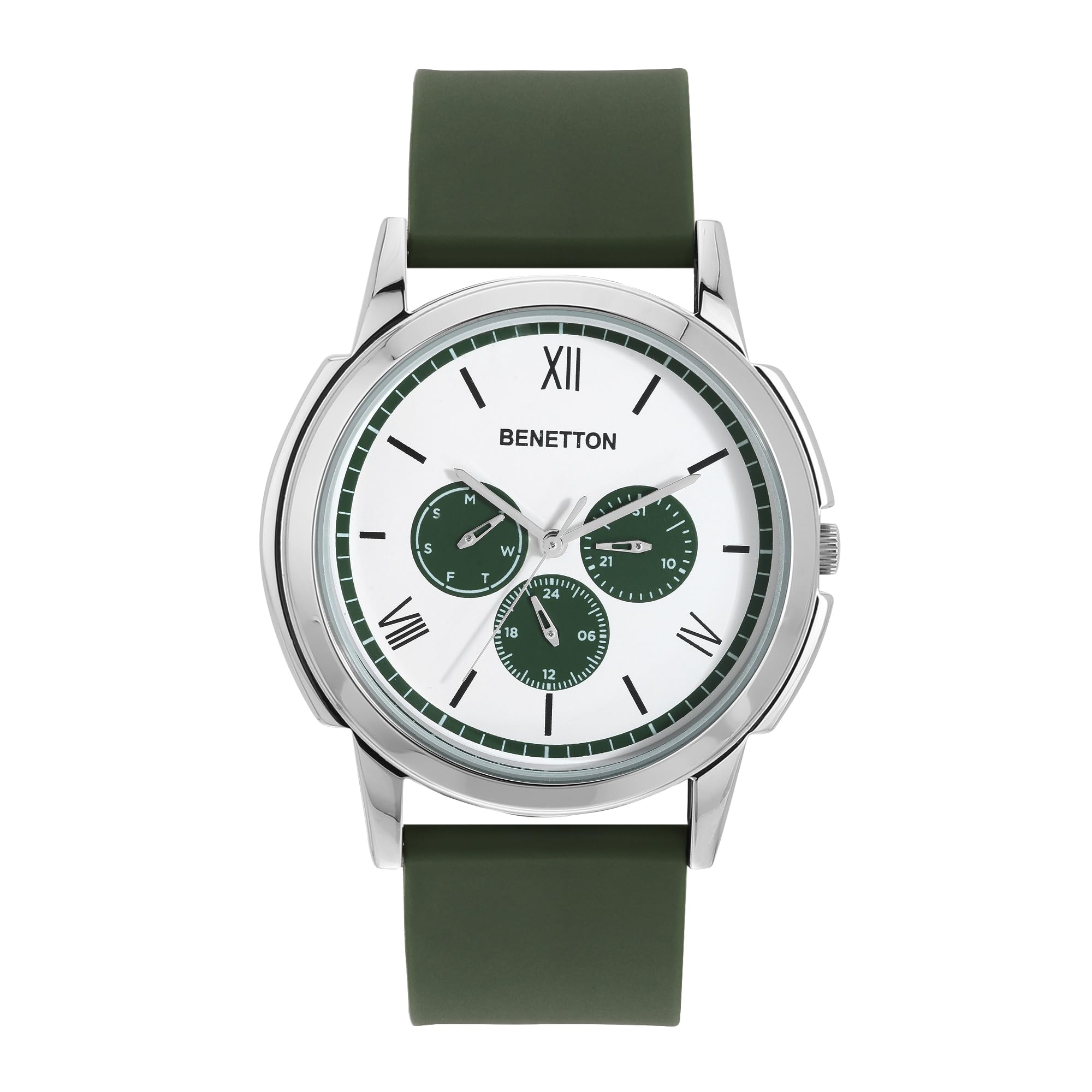 United Colors Of Benetton Men White Round Brass Dial Analogue Watch Uwucg0800