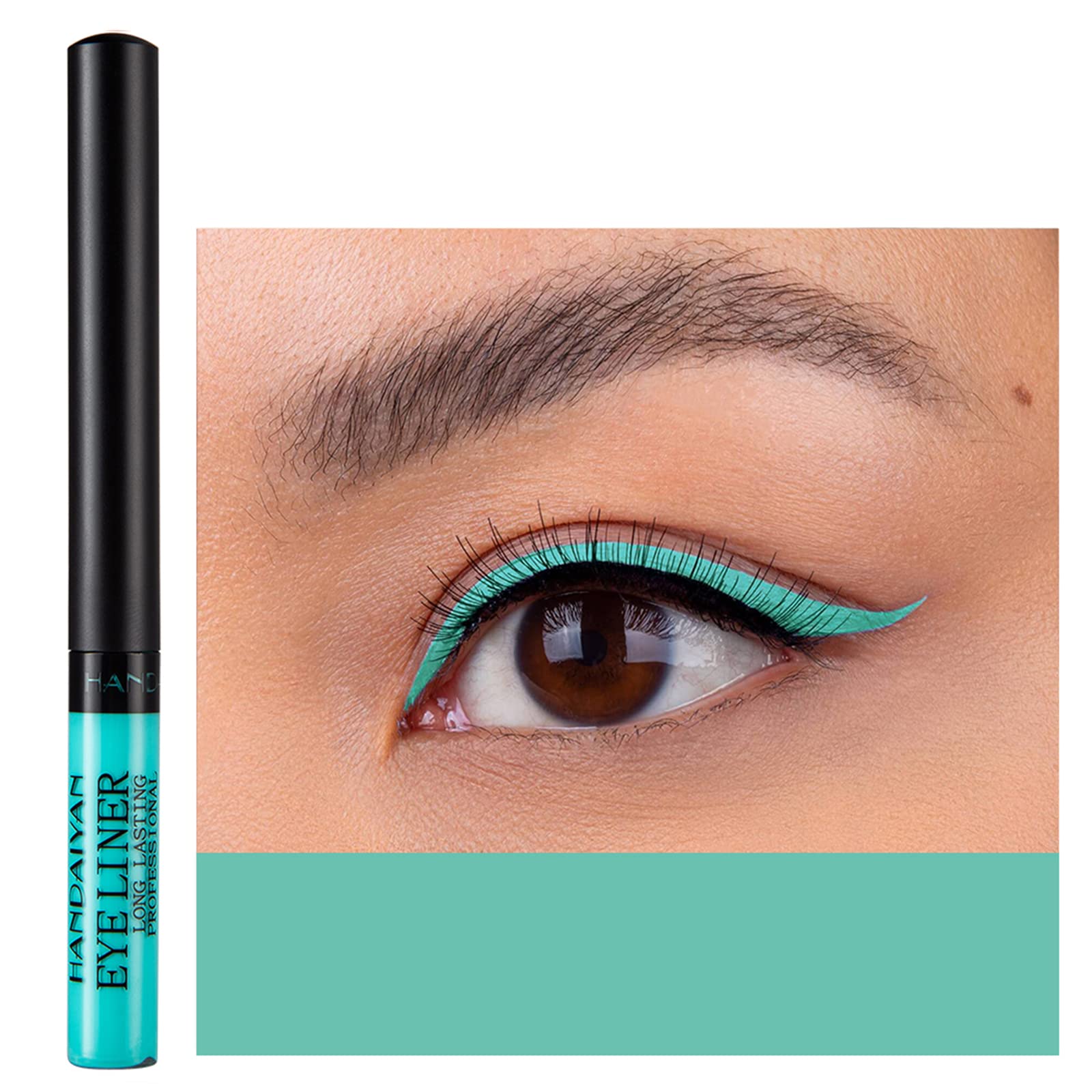 Dekrion Liquid Eyeliner, Matte Colored Eyeliners, Light-Green Eyeliner, White Black Red Brown Green Purple Waterproof High-Pigme