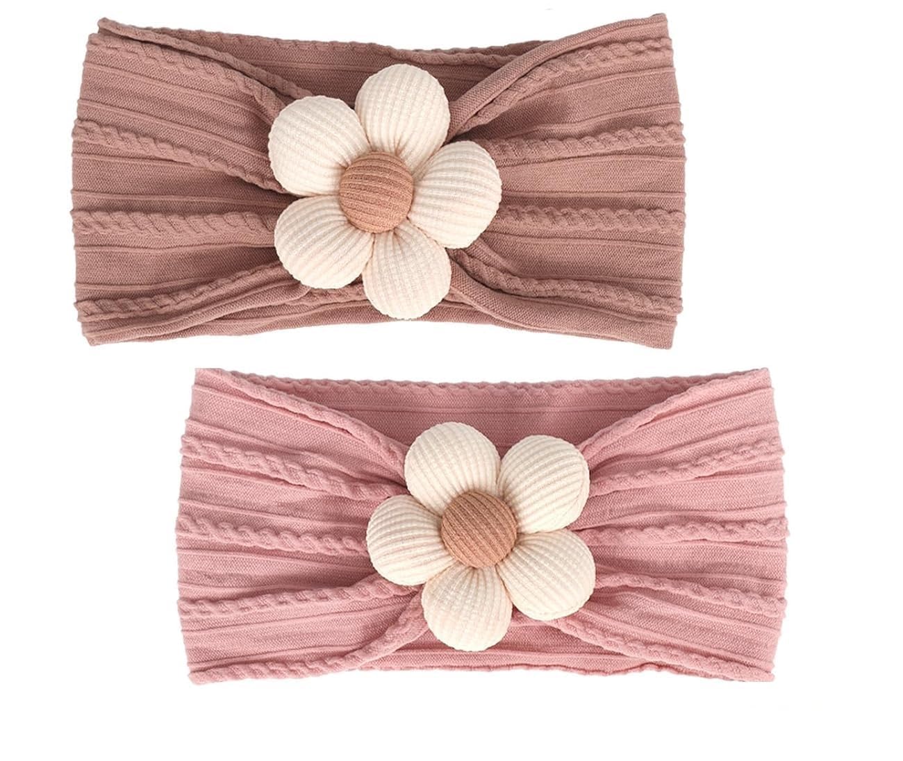 Ateto Floral Headband For Baby Girls | Soft Nylon Elastic Flower Hair Band | Stretch Comfortable Floral Hairband For Newborn To 