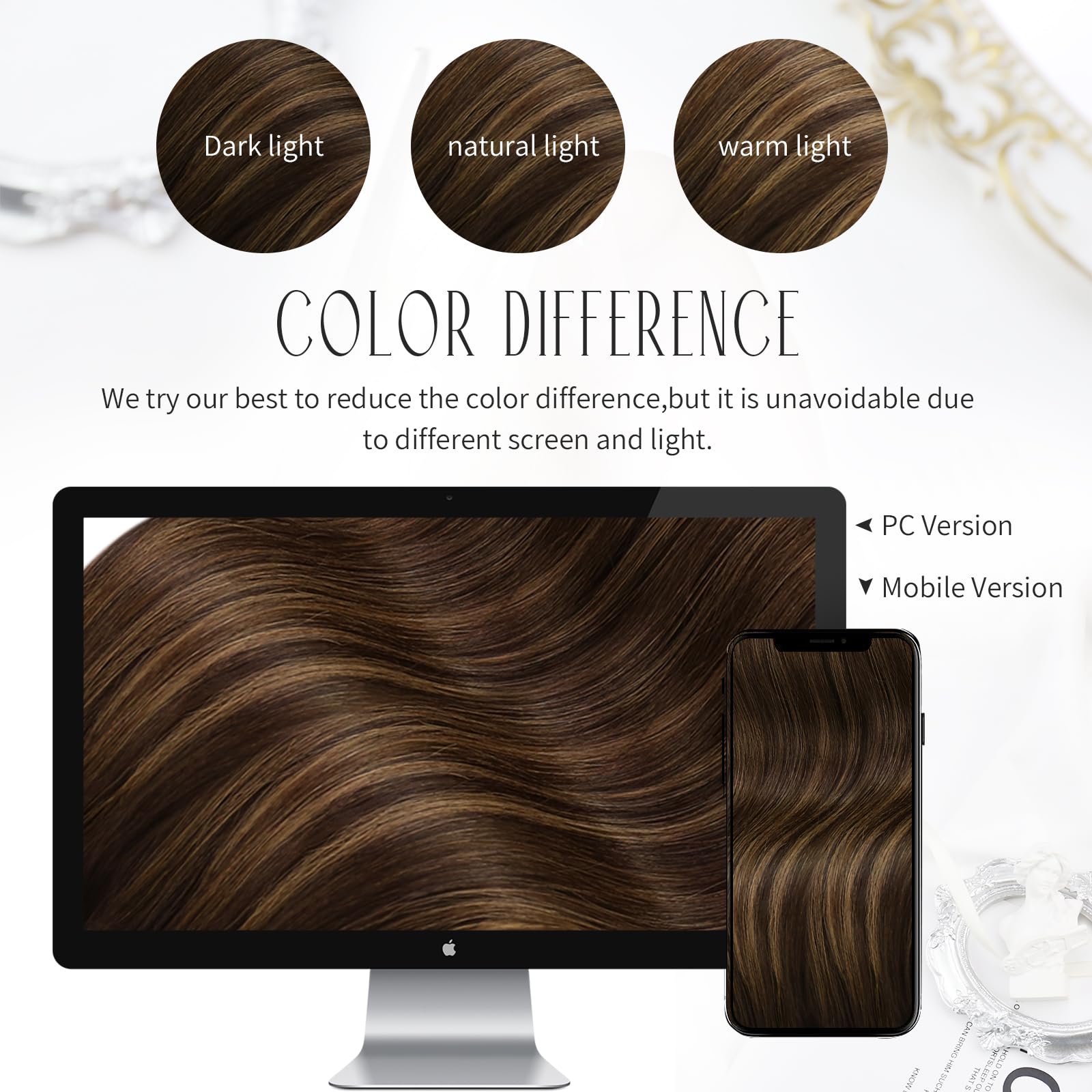 Moresoo Clip On Hair Extensions Human Hair Ombre Clip In Extensions Human Hair Darkest Brown Mixed With Chestnut Brown Balayage