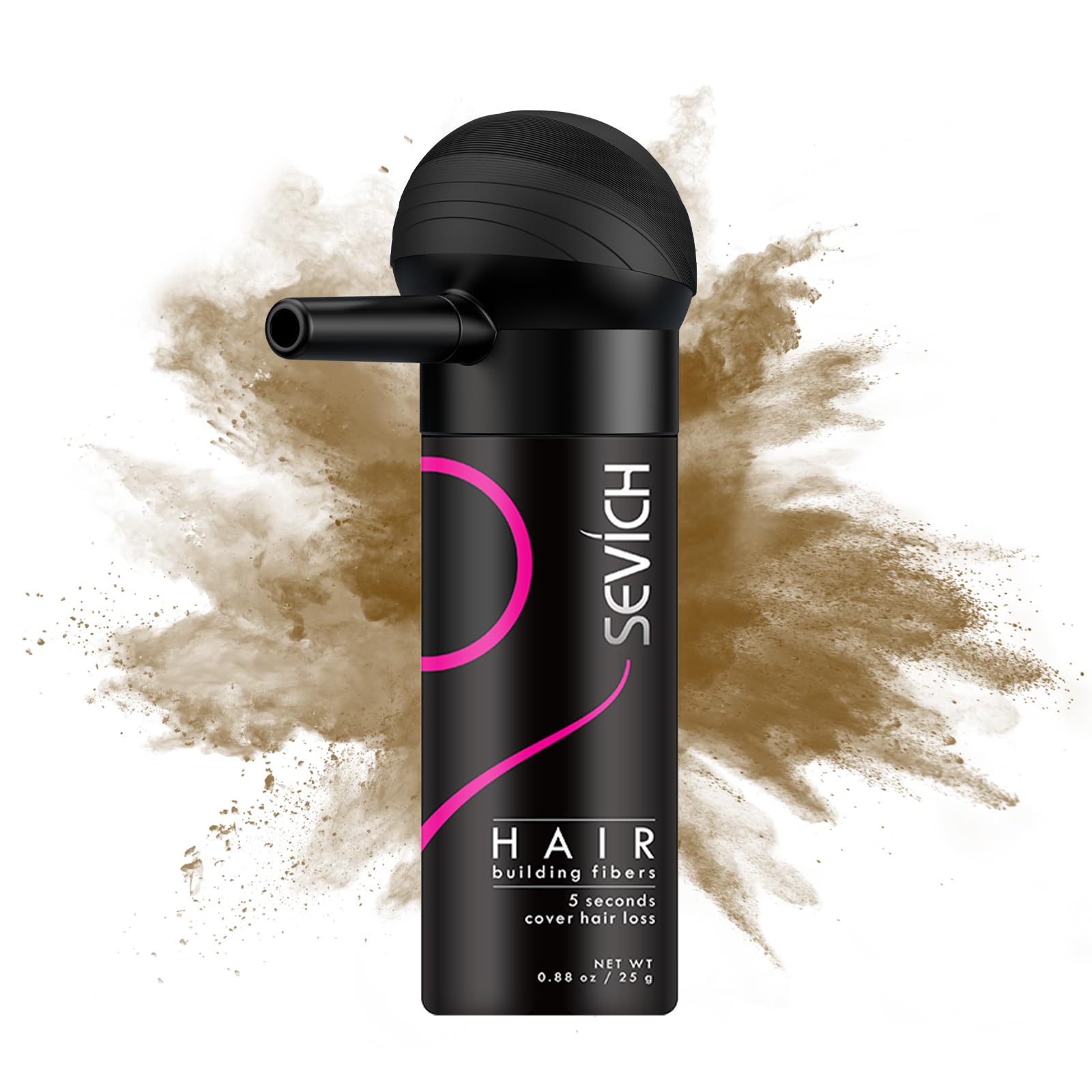 SEVICH Hair Fibers with Spray Applicator - Natural-Looking Hair Thickening Fibers for Men & Women, Instant Fullness, Wind & Wate