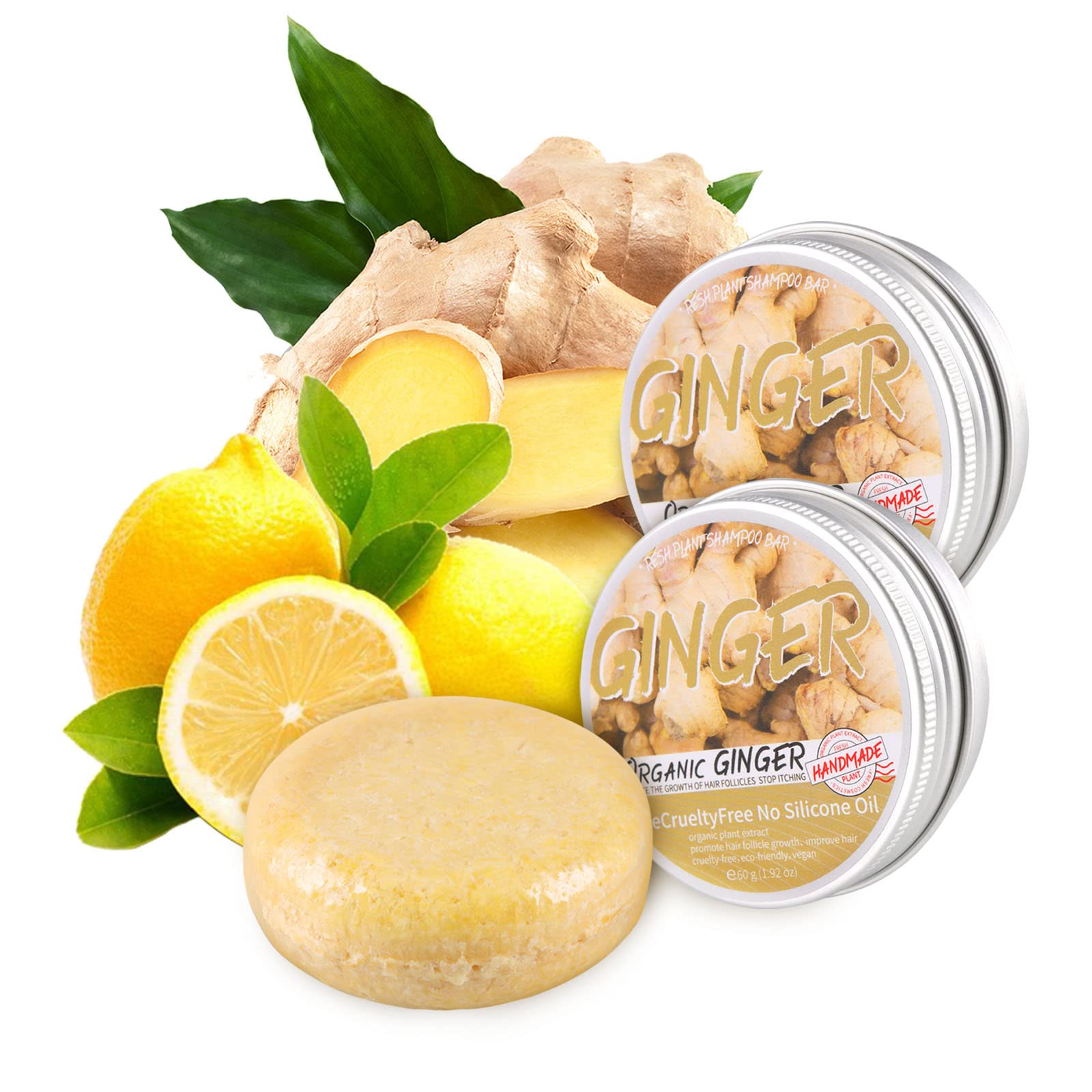 Starhig Ginger Hair Regrowth Shampoo Bar - 2 Pcs, Natural Organic, Promotes Hair Growth, 1.00 lb