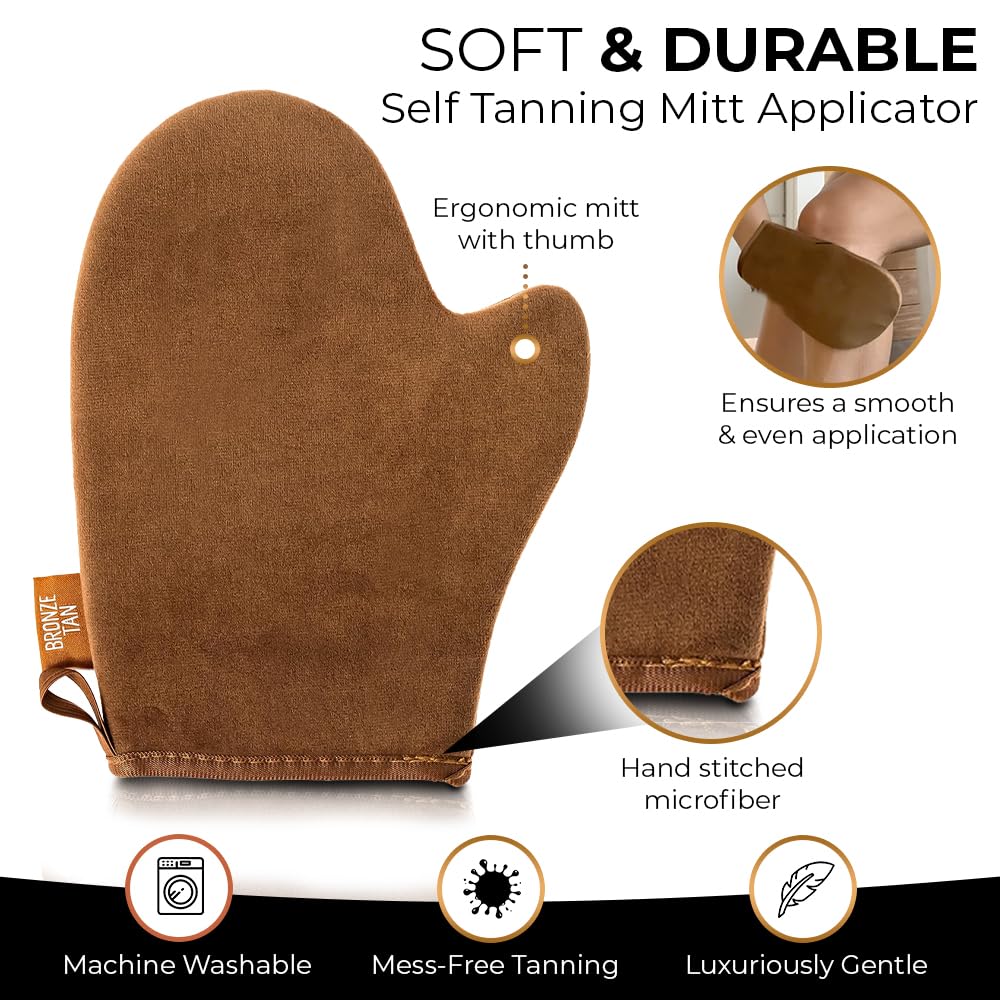 Bronze Tan Self Tanning Mitt Applicator With Thumb - Self Tanner Mitt For Application Of Self Tanning Mousse Or Lotion - Machine