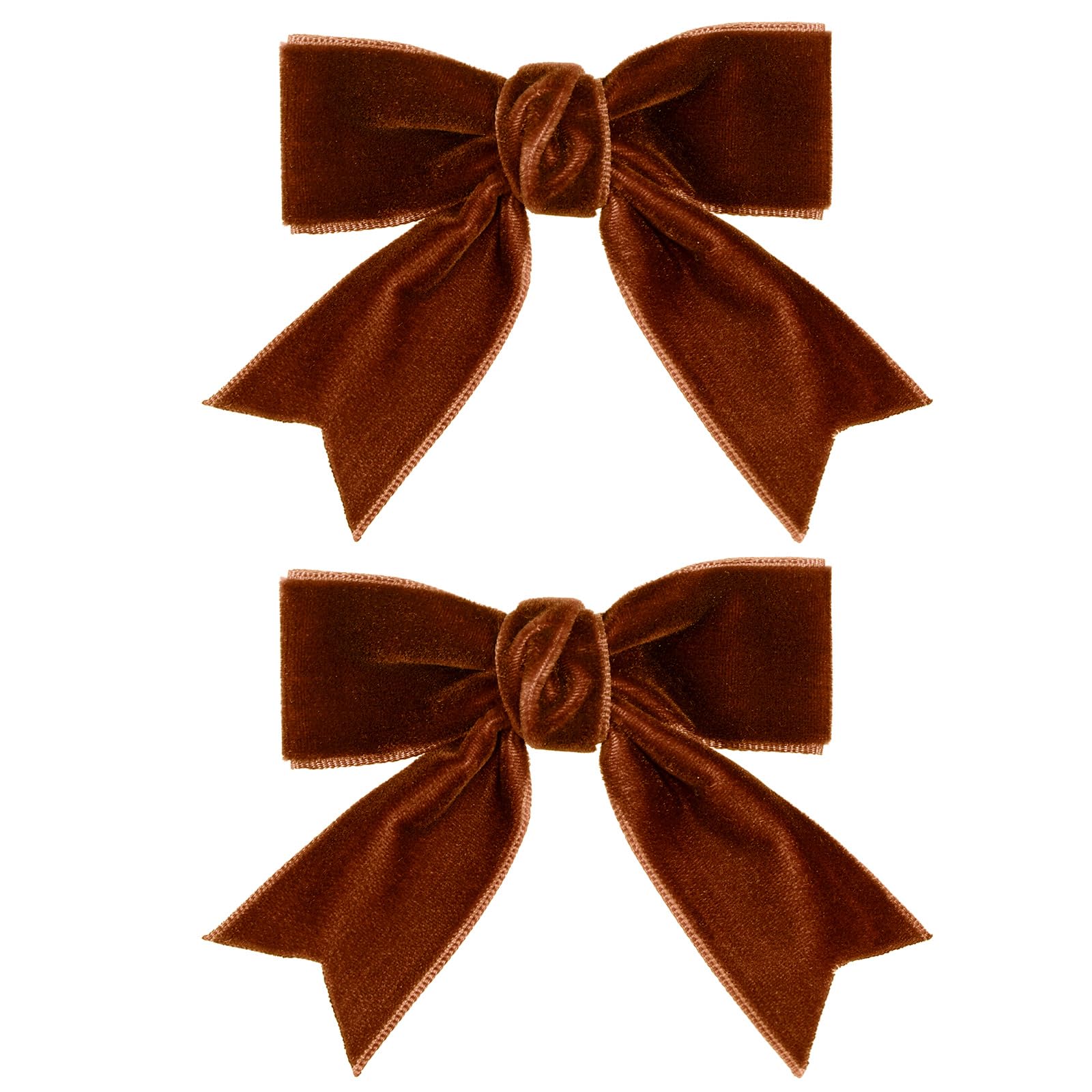 2pcs Brown Velvet Ribbon Hair Bows Clips for Girls Kids 3in Small Cute Soft Fall Velvet Alligator Barrettes Hairpins Everyday Gi
