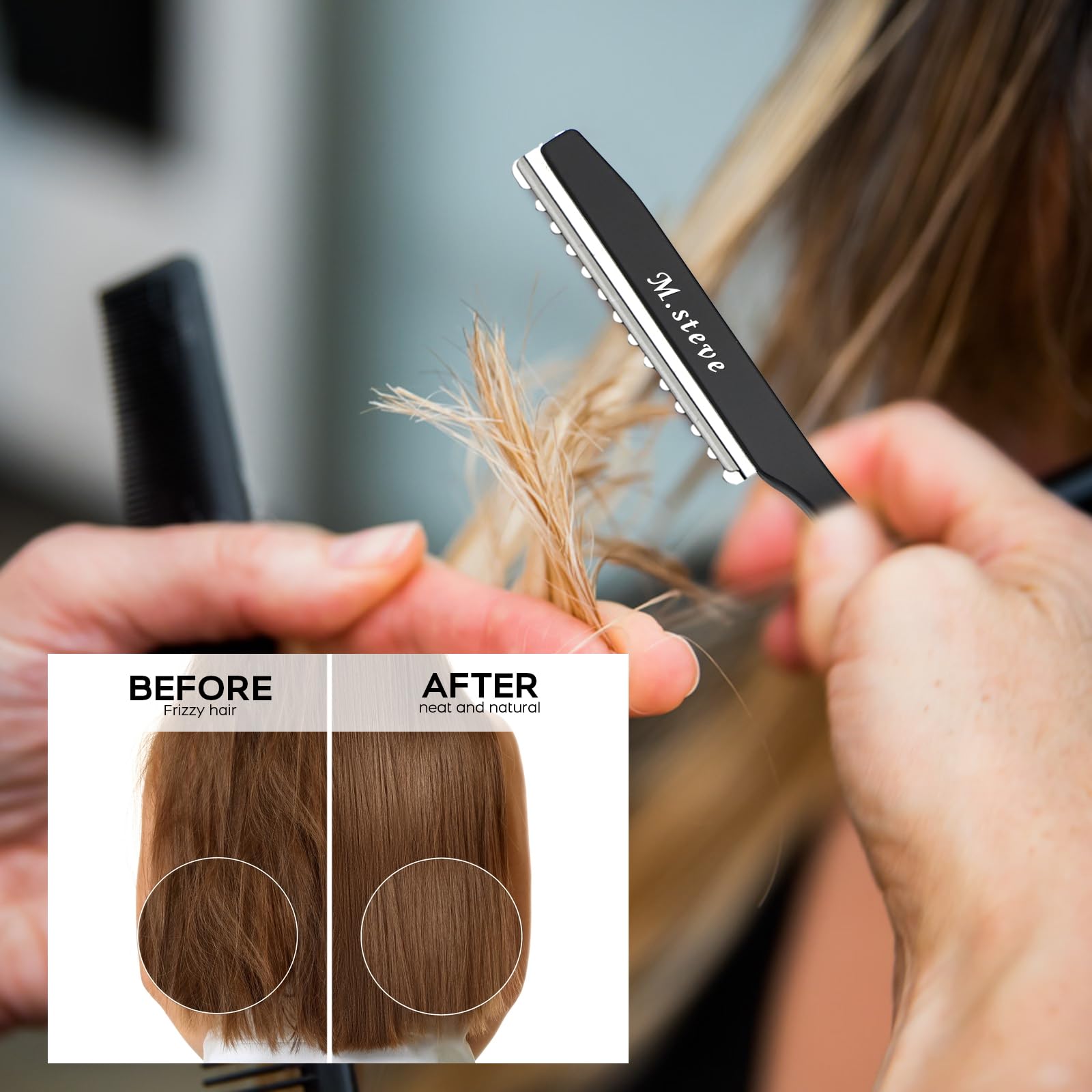 Hair Razors For Cutting Hair 6.89'',Professional Hair Styling Thinning Texturizing Cutting Razor With Replacement Hair Razor Bla