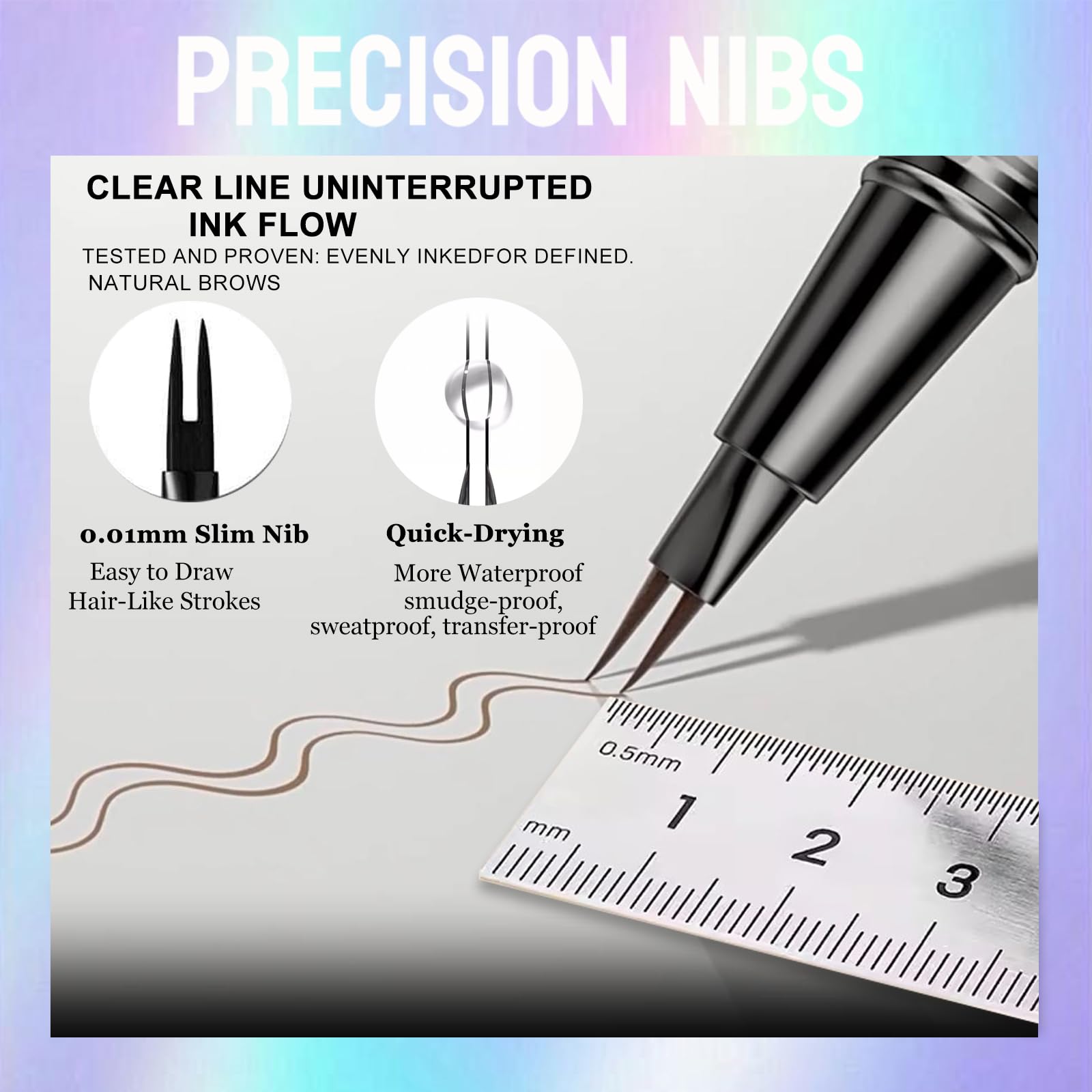 Eyebrow Pen - Eyebrow Pencil, Brow Pencil 2-In-1 Dual-Ended Microblading Eyebrow Pen With Micro-Fork-Tip And Precise Brush-Tip C