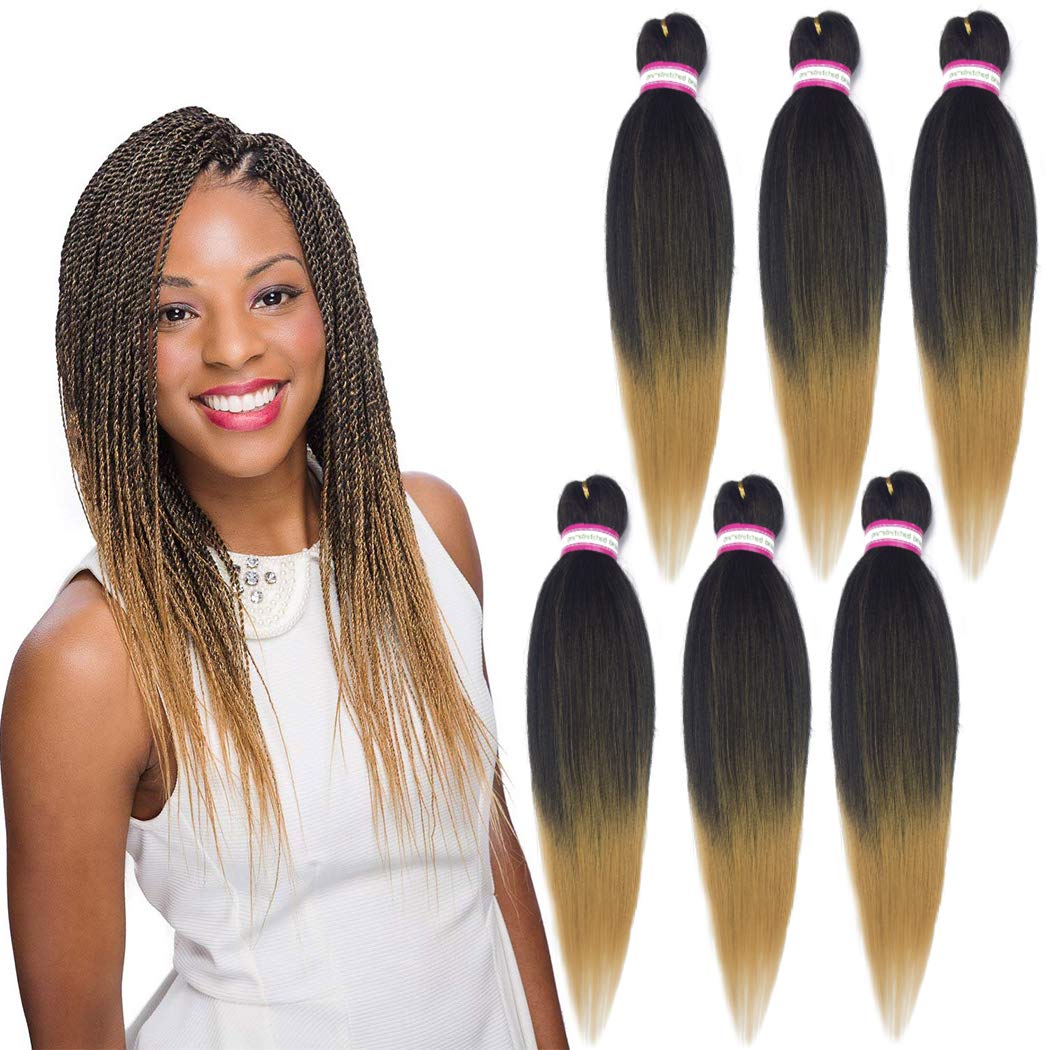 Dorsanee Ombre Honey Blonde Braiding Hair Pre Stretched 20 Inch 6 Packs Braiding Hair Extensions For Crochet Box Braids Twists L