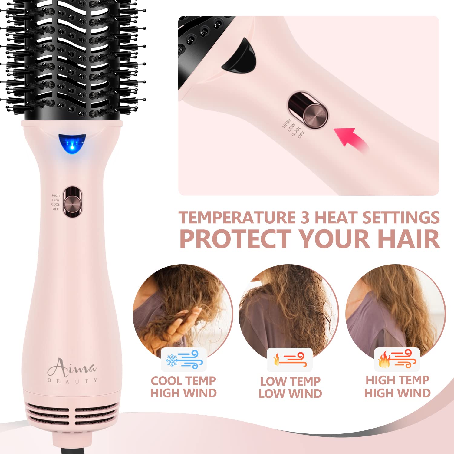 Hair Dryer Brush, Aima Beauty One Step Hair Dryer and Styler Volumizer with Negative Ion for Reducing Frizz and Static, Hair Sty